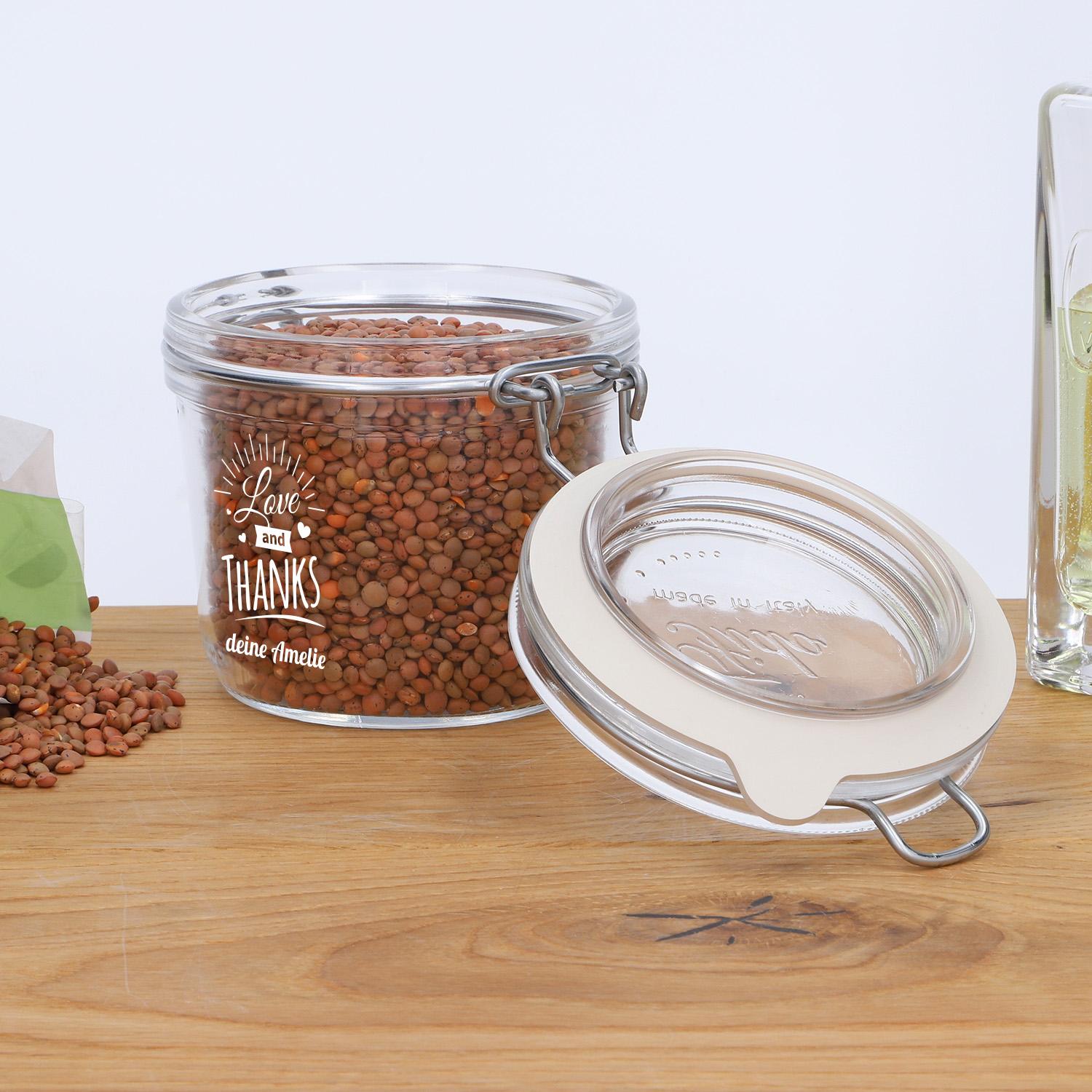 Rundes Vorratsglas "Fido" 0,35 Liter mit Gravur - personalisiert