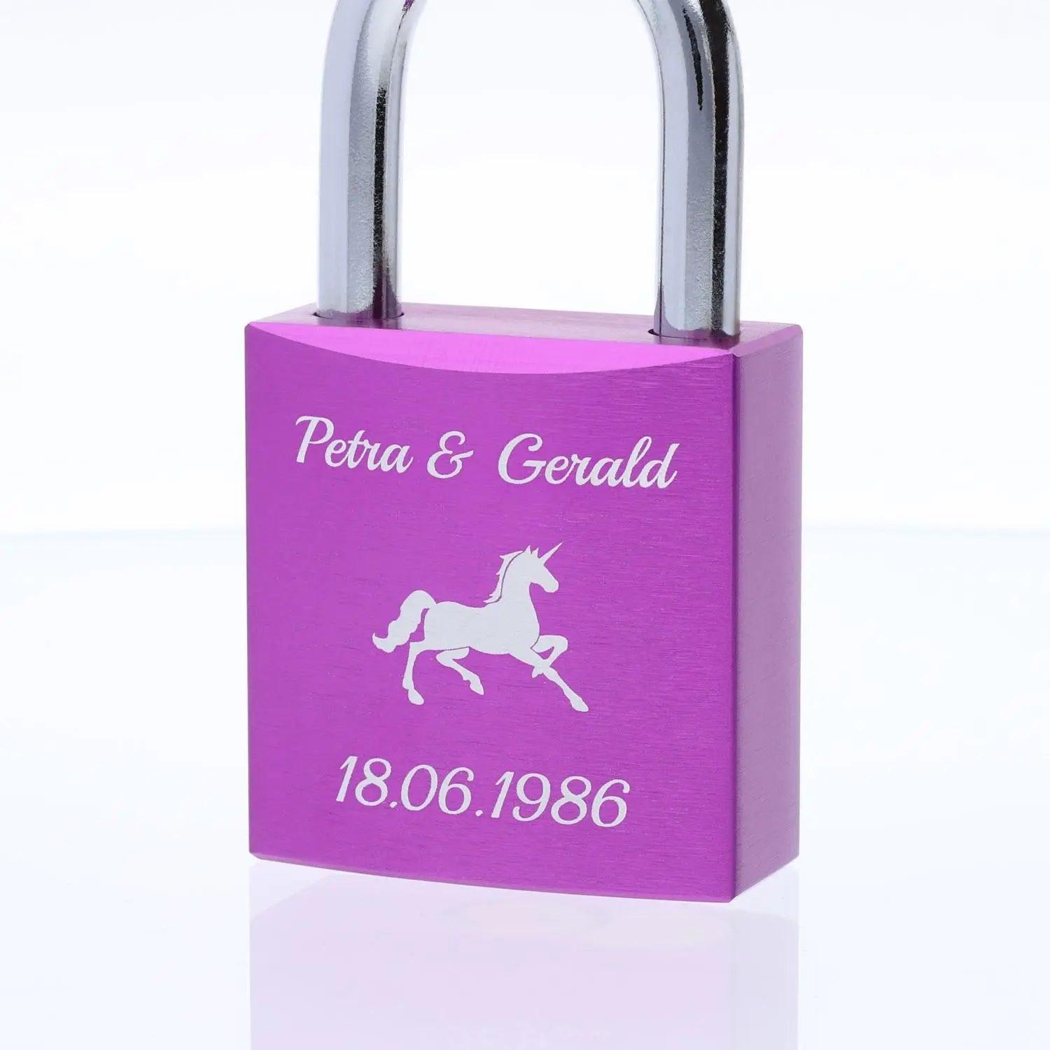 Liebesschloss Violett mit Gravur