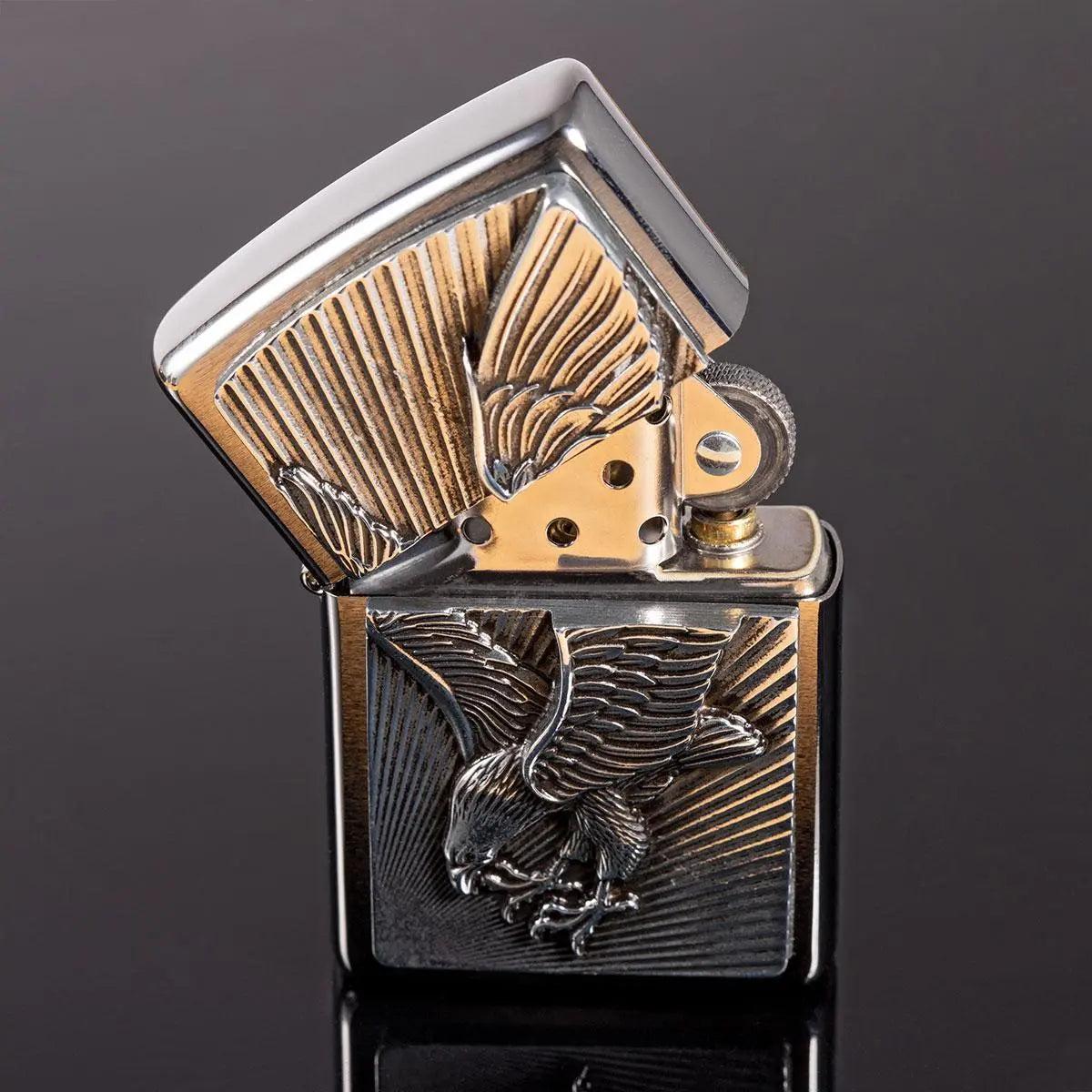 Premium Zippo Adler mit Gravur - originales windfestes Benzinfeuerzeug