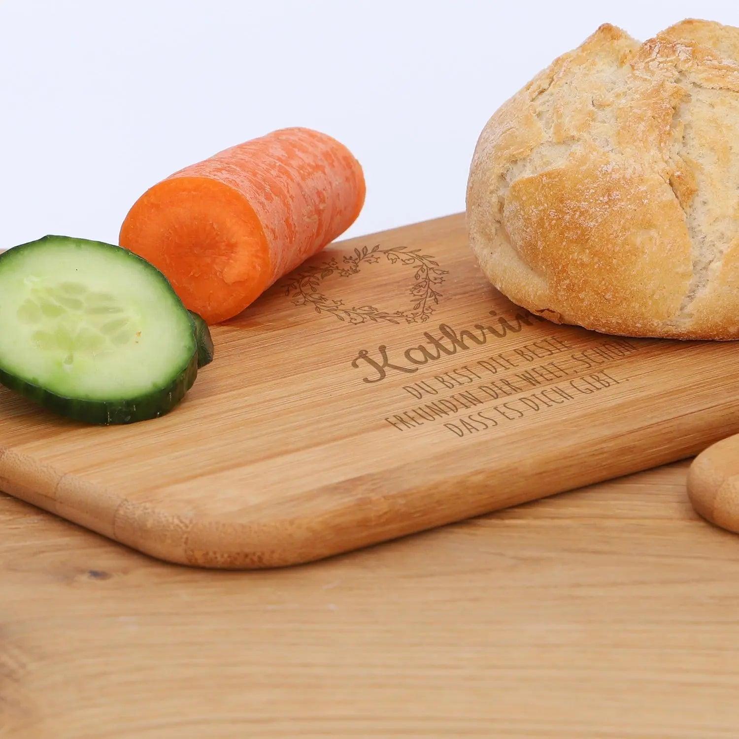 Frühstücksbrettchen Set (3 Brettchen) mit Gravur aus Bambus