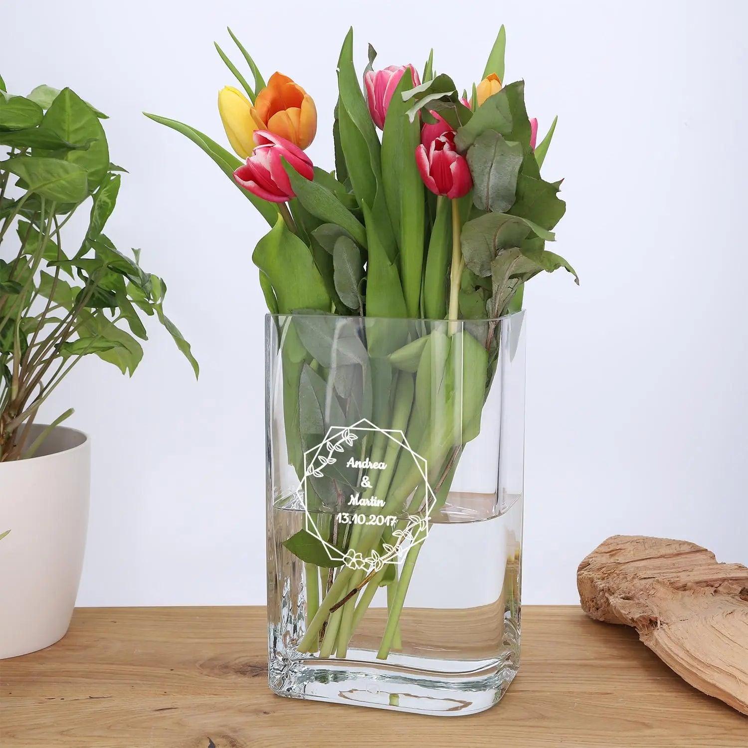 LEONARDO Vase mit Gravur Lucca 25 cm - personalisierbare Glasvase als Geschenk