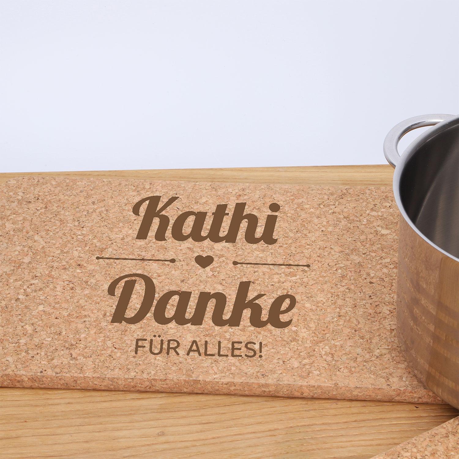 Untersetzer-Set aus Kork mit Gravur - 2-teilig personalisiert