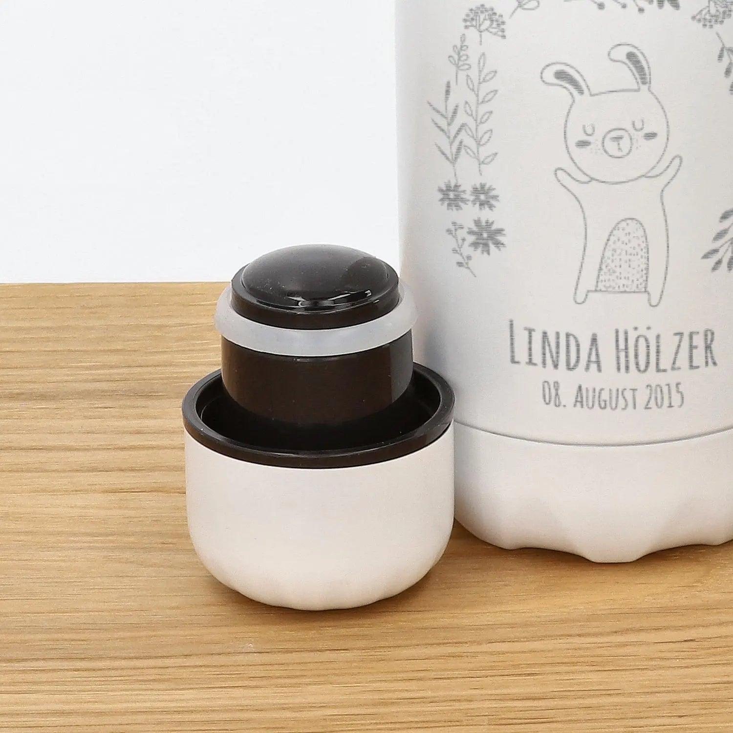Trinkflasche für Kinder personalisiert aus Edelstahl in weiß (260 ml)