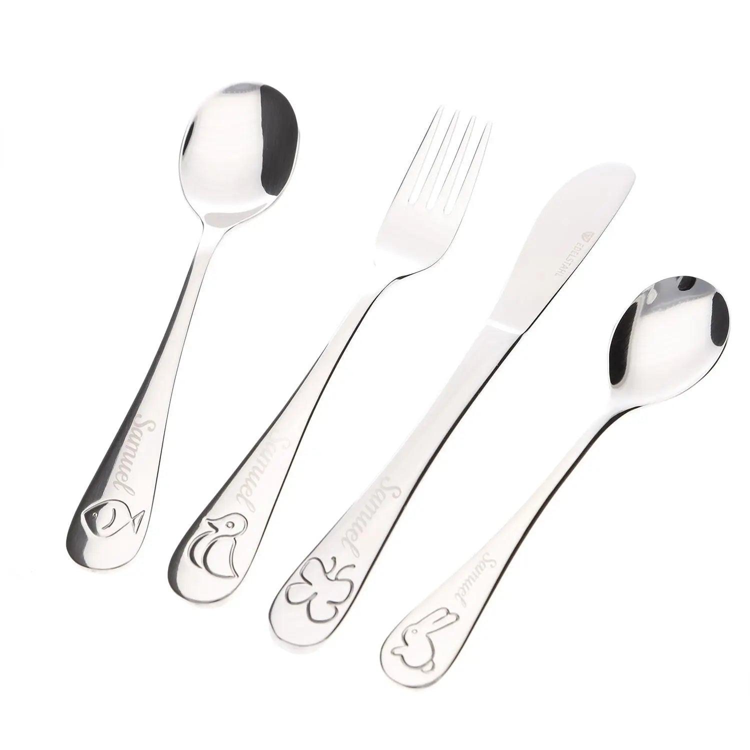 Kinderbesteck "Tiere" (4-teilig mit Gravur)