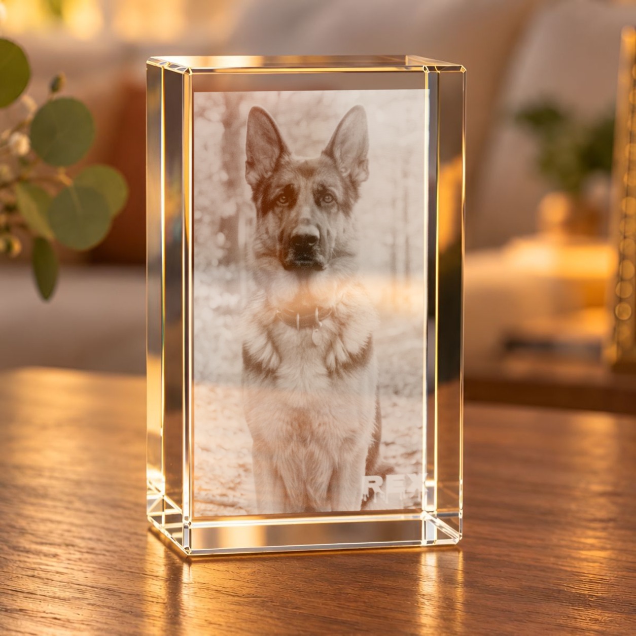 3D-Glaskristall Quader mit Foto-Gravur