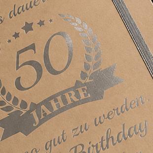 Notizbuch personalisiert Champagner / Silber Metallic - DIN A5 mit Gravur