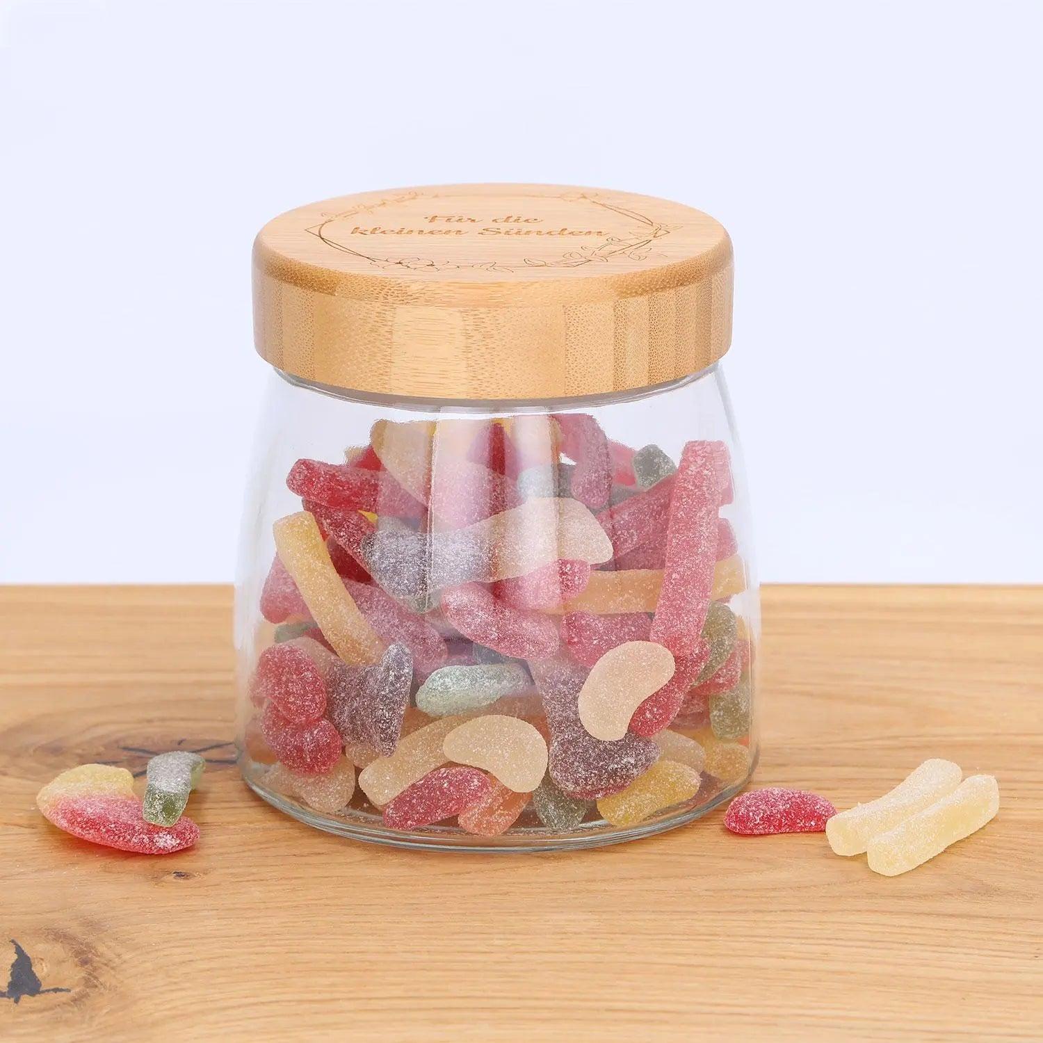 Vorratsglas mit Gravur und Bambusdeckel 950 ml