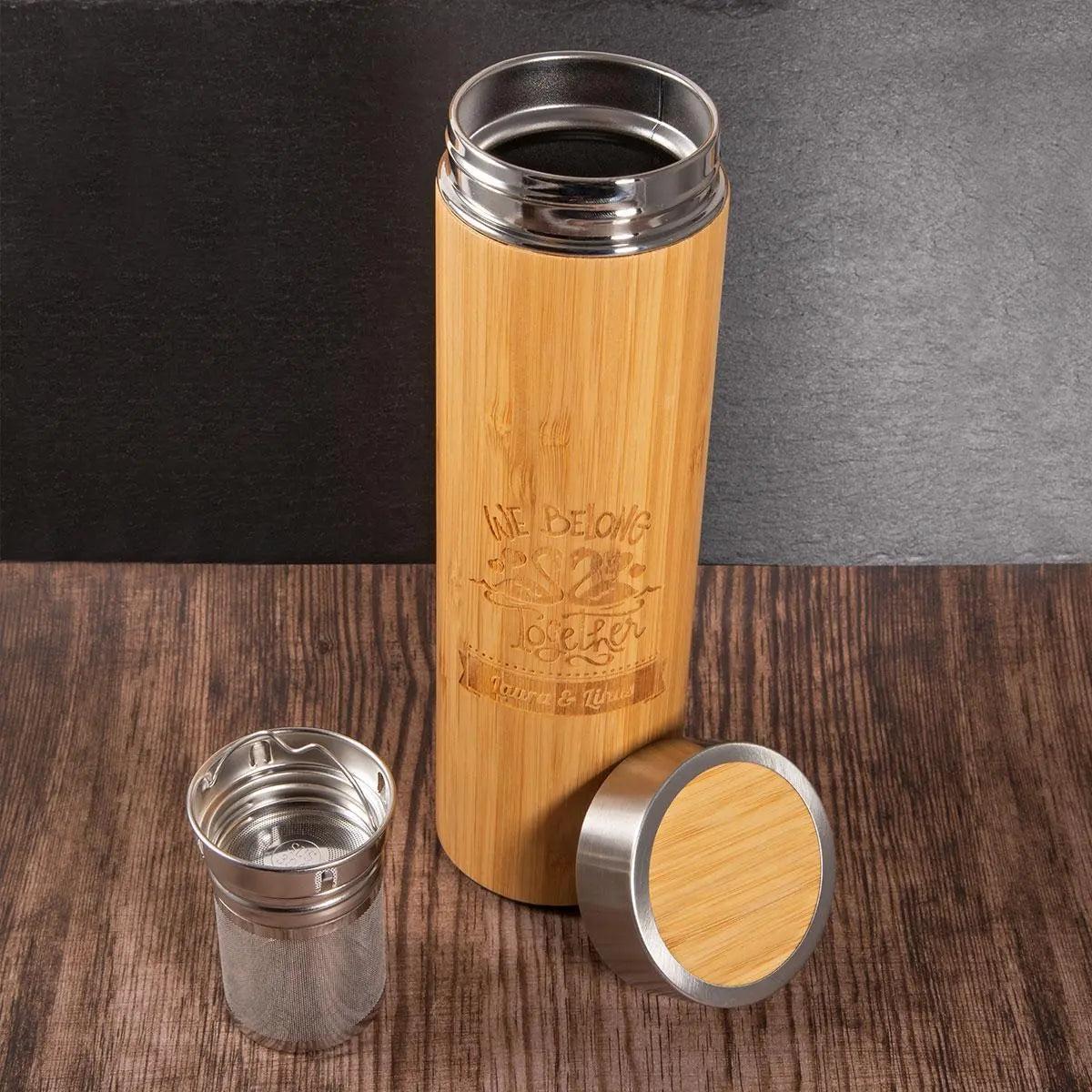 Deluxe Isolierflasche aus Bambus mit Gravur
