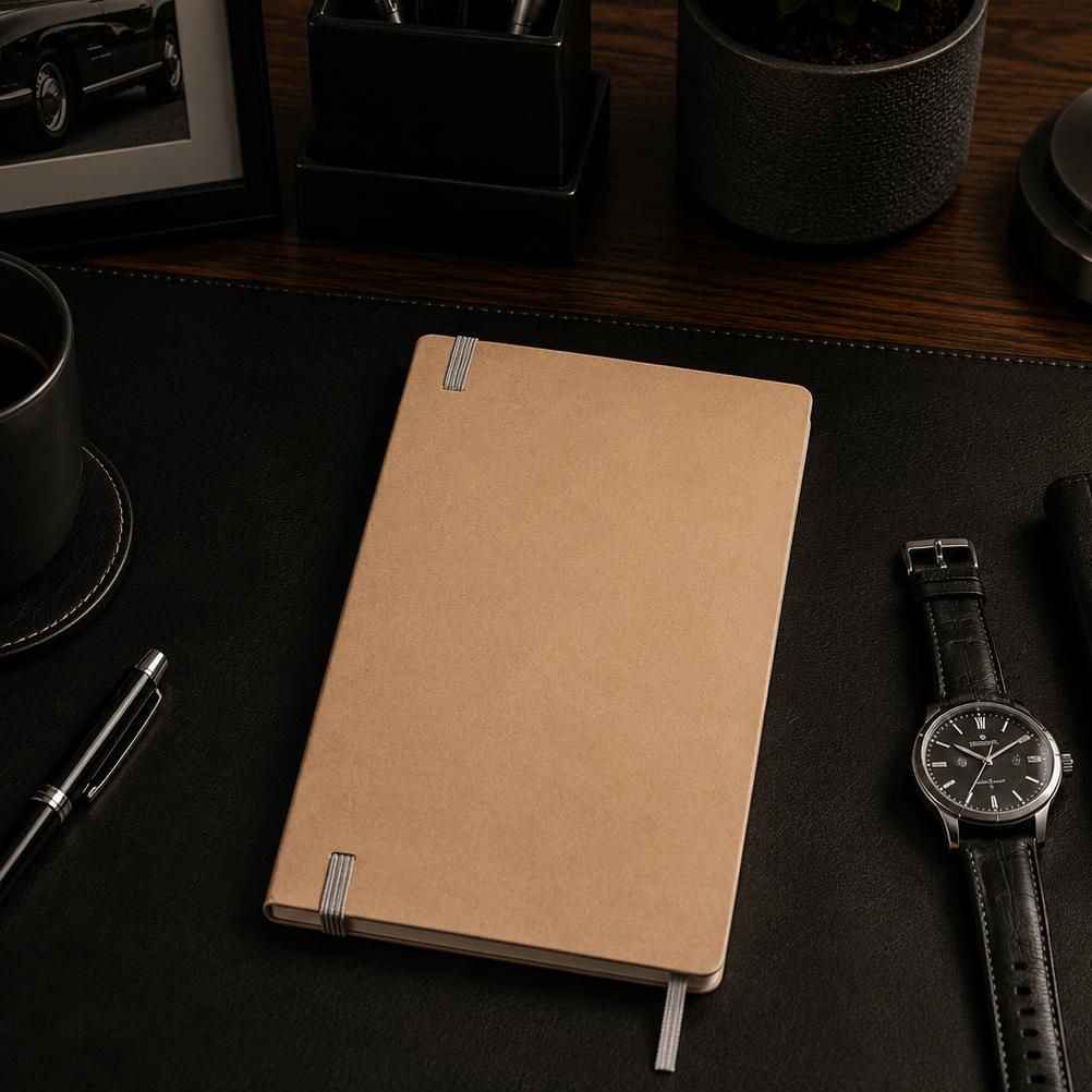 Notizbuch personalisiert Champagner / Silber Metallic - DIN A5 mit Gravur