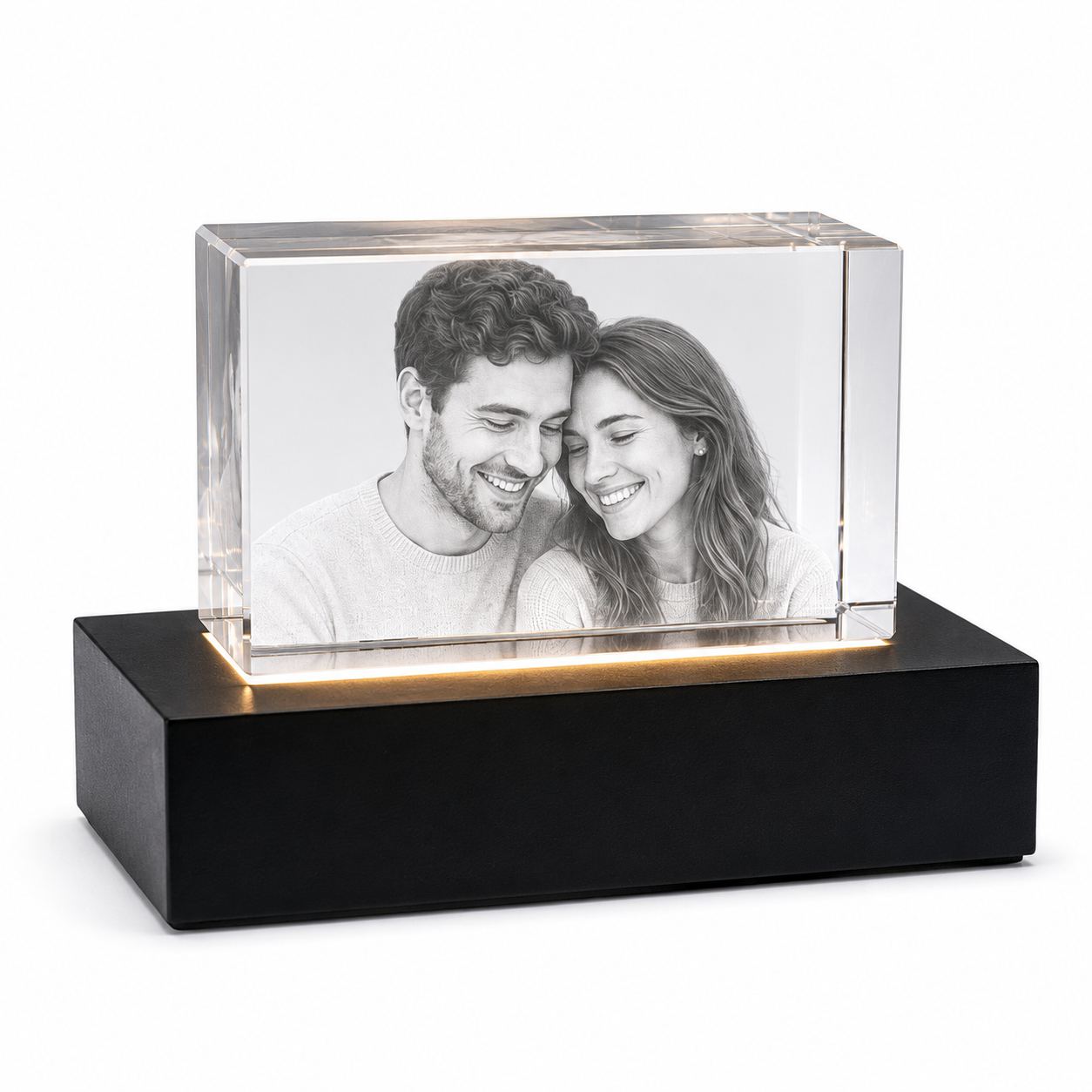 3D Glasfoto Quader Querformat - Größe: 60 x 40 x 40 mm - für 1 Person oder Tier