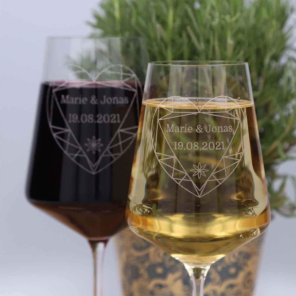LEONARDO Weinglas-Set mit Gravur für Rot- und Weißwein