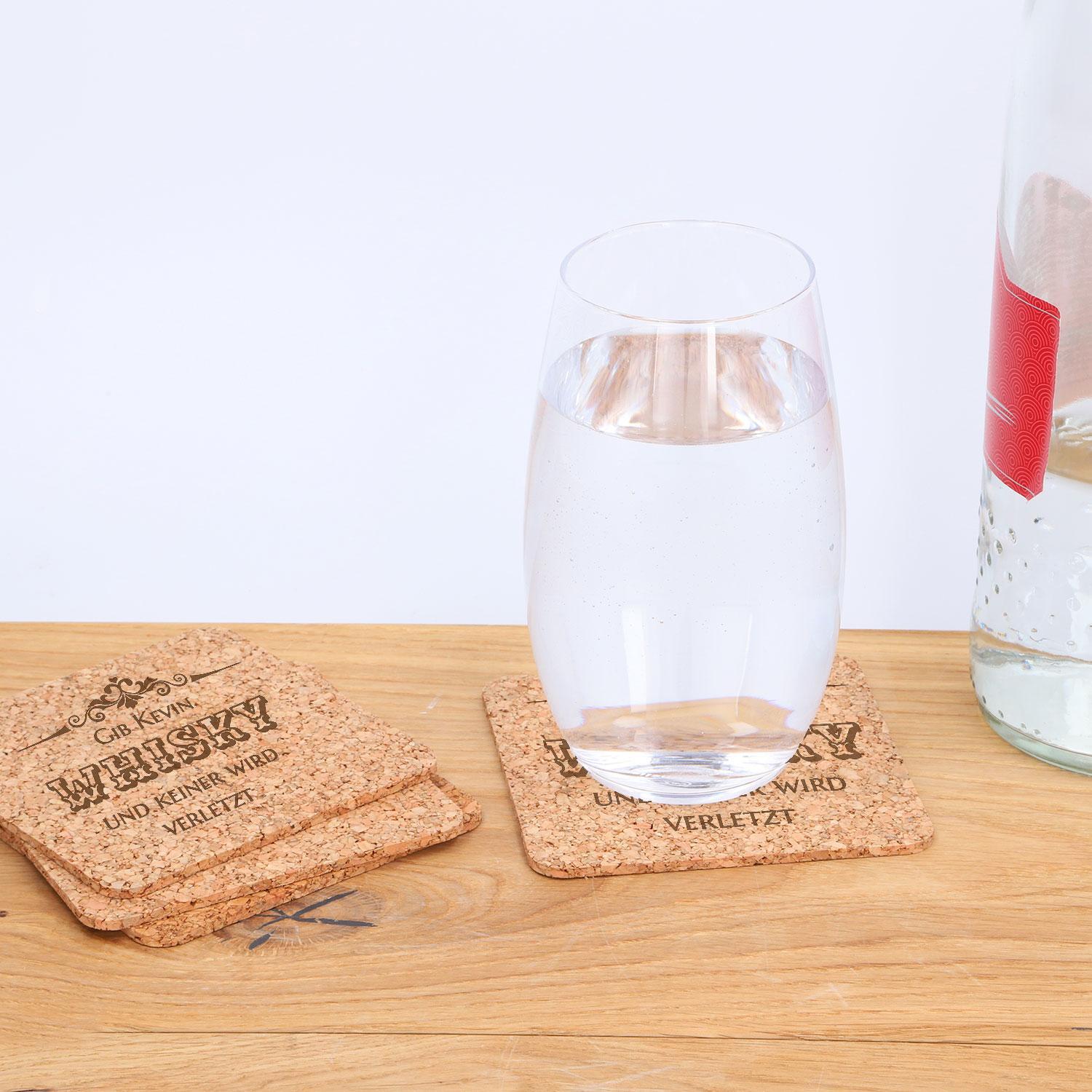 Kork Untersetzer mit Gravur - Glasuntersetzer Set 4-teilig personalisiert
