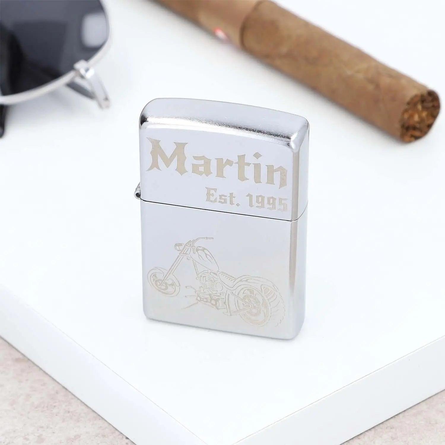 Zippo Street Chrome mit Gravur - originales windfestes Benzinfeuerzeug