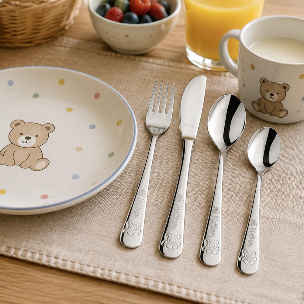 Amefa Kinderbesteck 4-teilig mit Gravur TEDDY BEAR