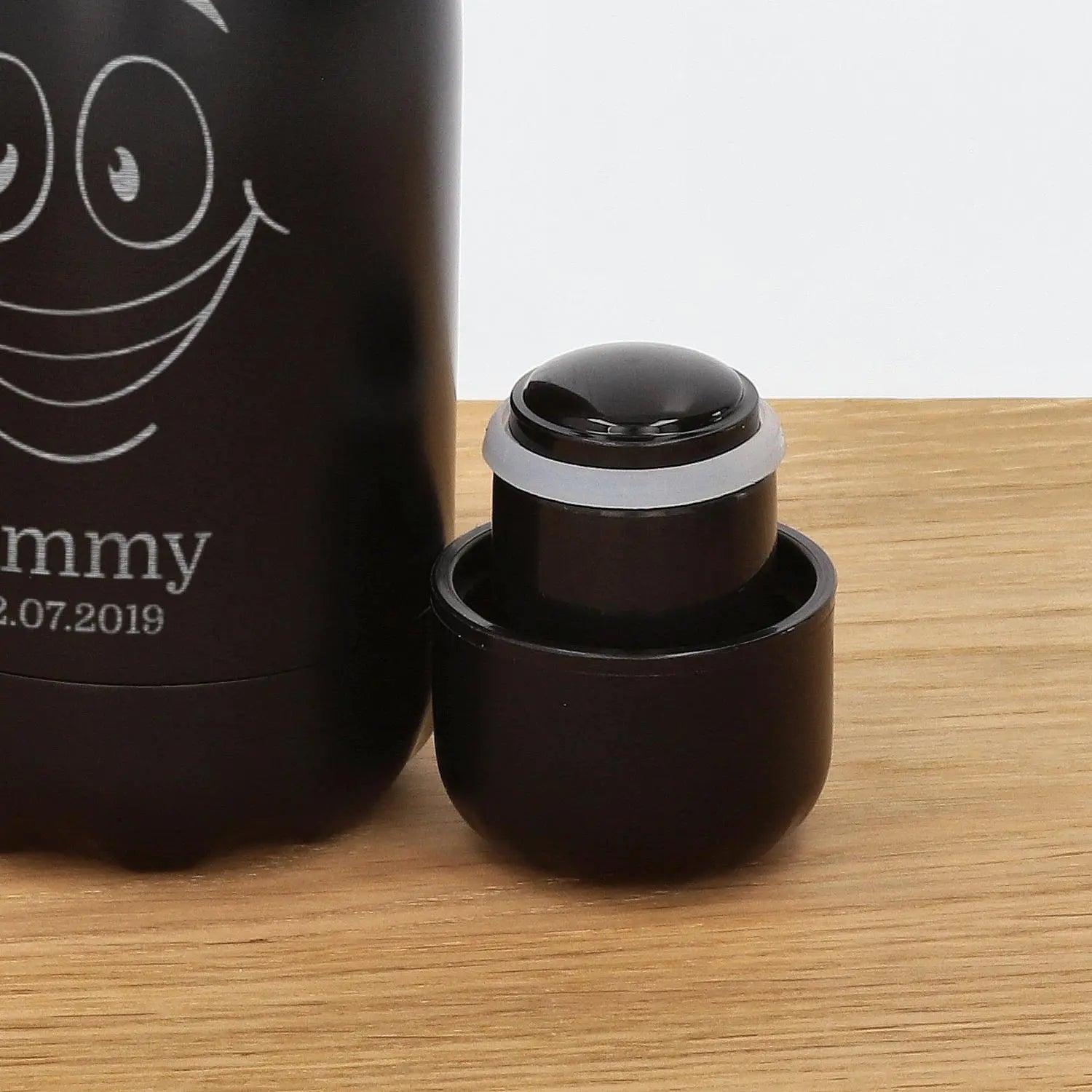 Trinkflasche für Kinder personalisiert aus Edelstahl in schwarz (260 ml)