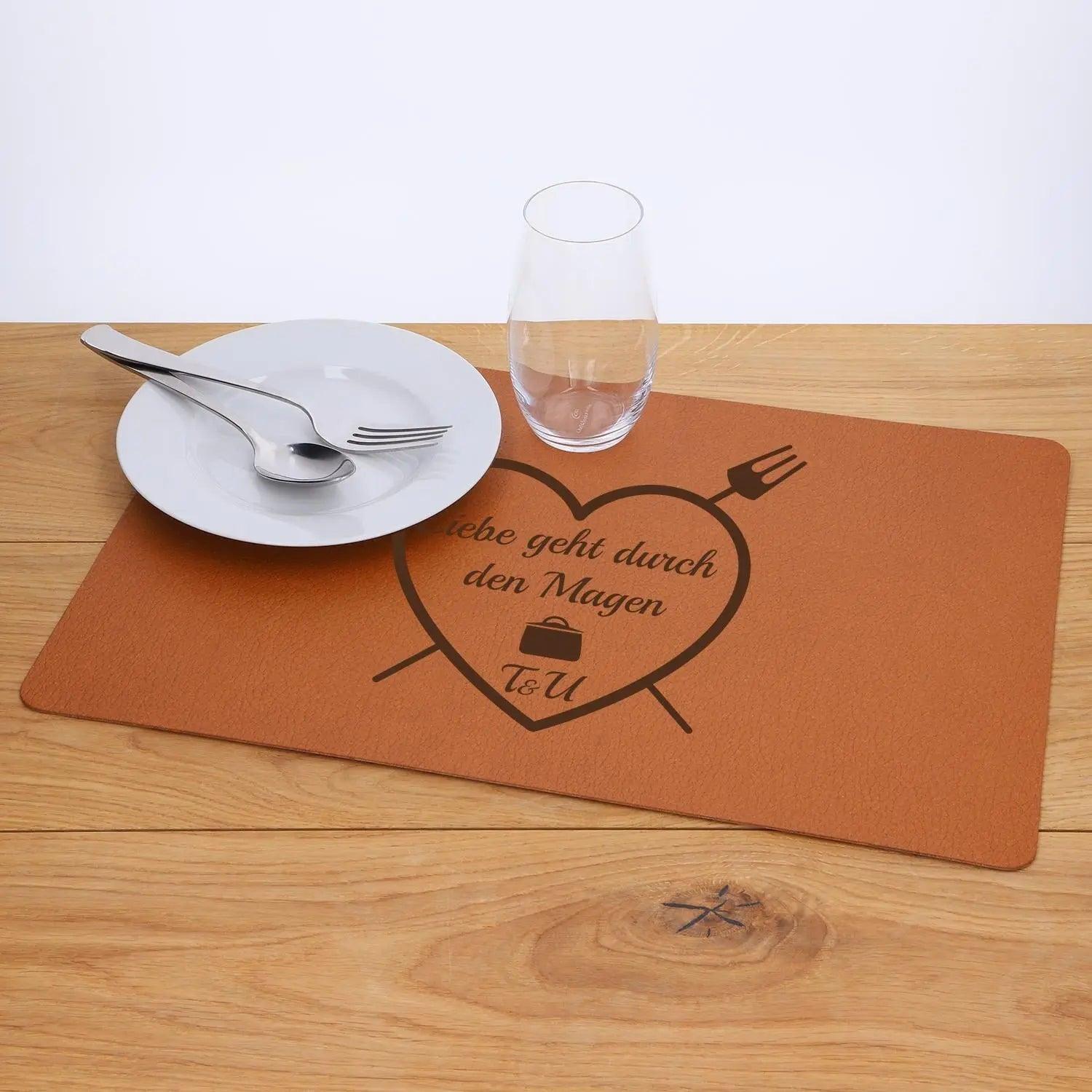 Leder-Tischset Light mit Gravur