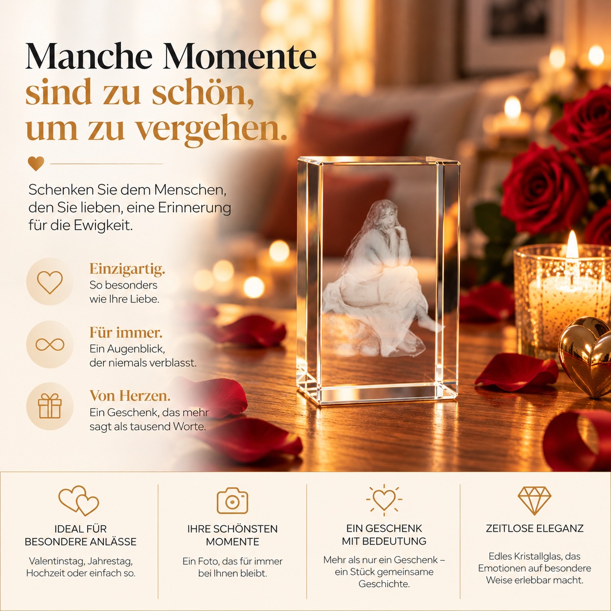 Glaskristall Renoir Bathers mit Laserinnengravur, Geschenkbox mit Magnetverschluss und Zertifikat