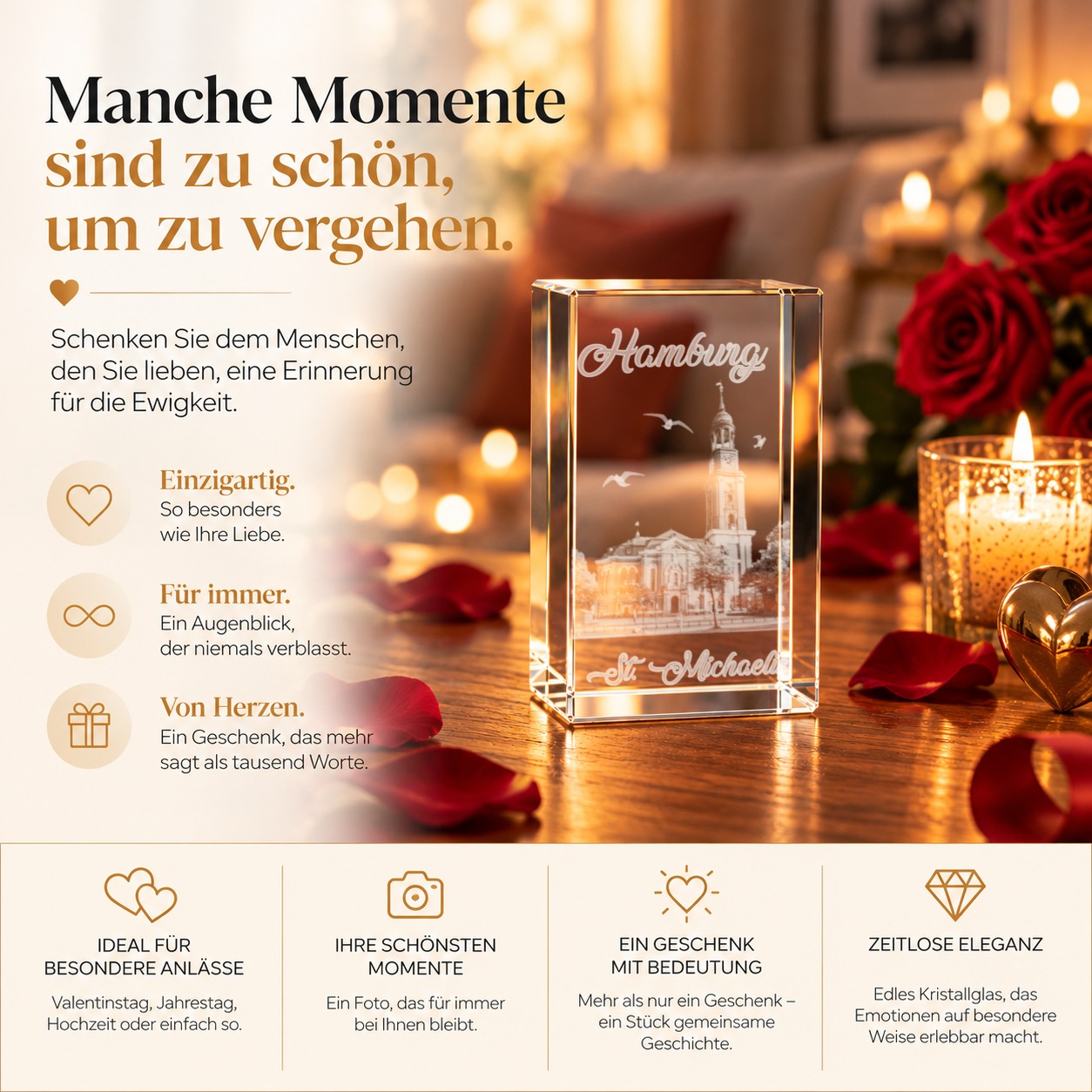 Glaskristall Hamburger Michel in Geschenkbox mit Magnetverschluss als Hamburg-Geschenk