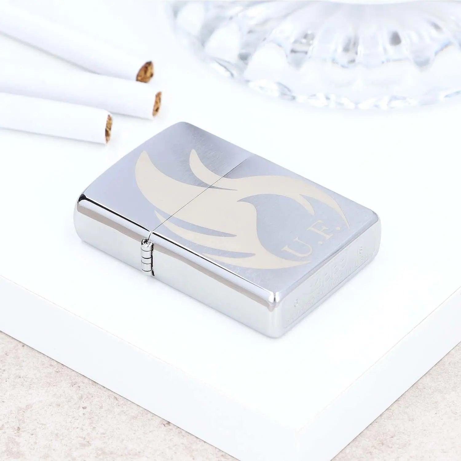 Zippo Chrome Brushed mit Gravur - originales windfestes Benzinfeuerzeug