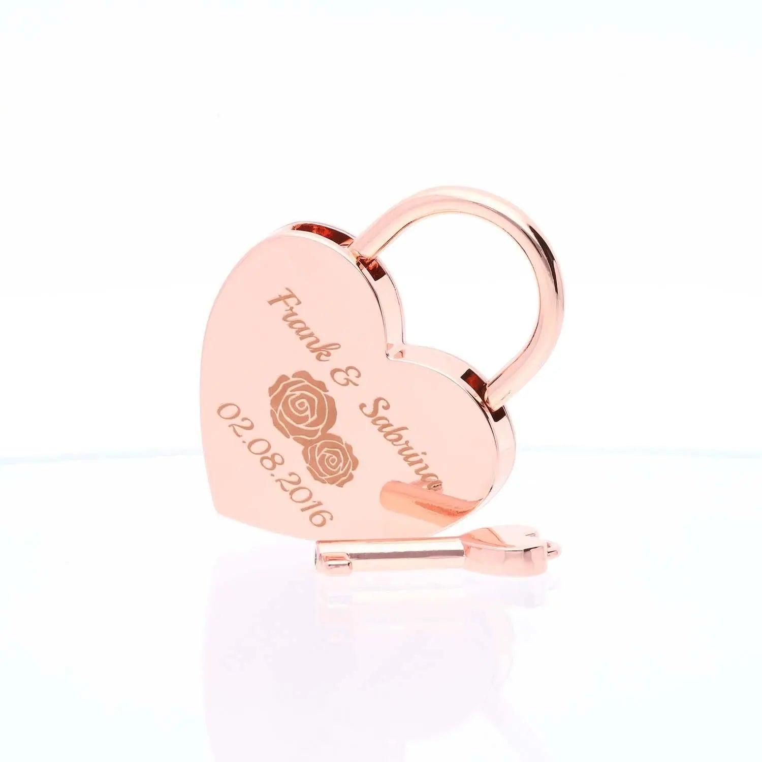 Liebesschloss Herzform Roségold mit Gravur