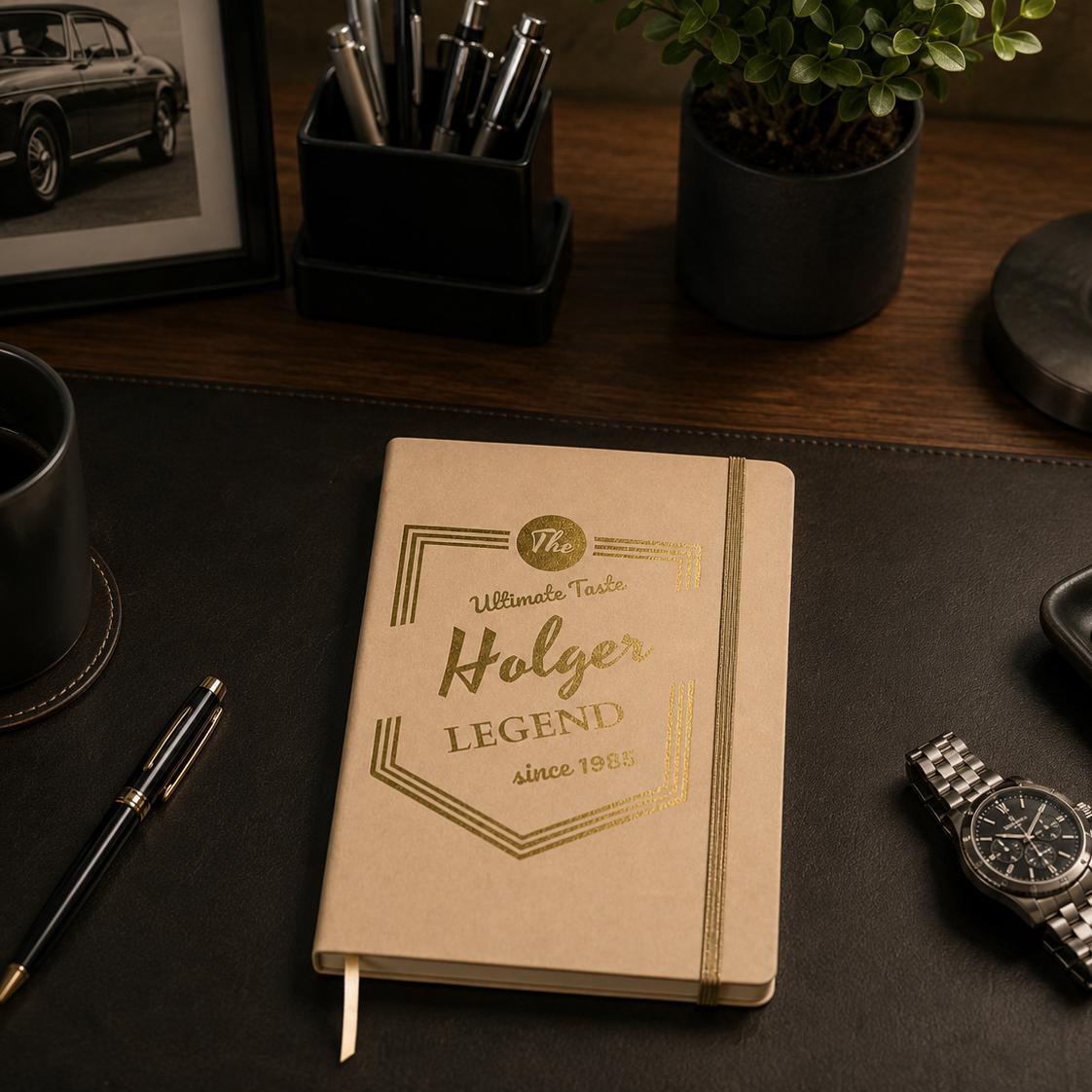 Notizbuch personalisiert Champagner / Gold Metallic - DIN A5 mit Gravur