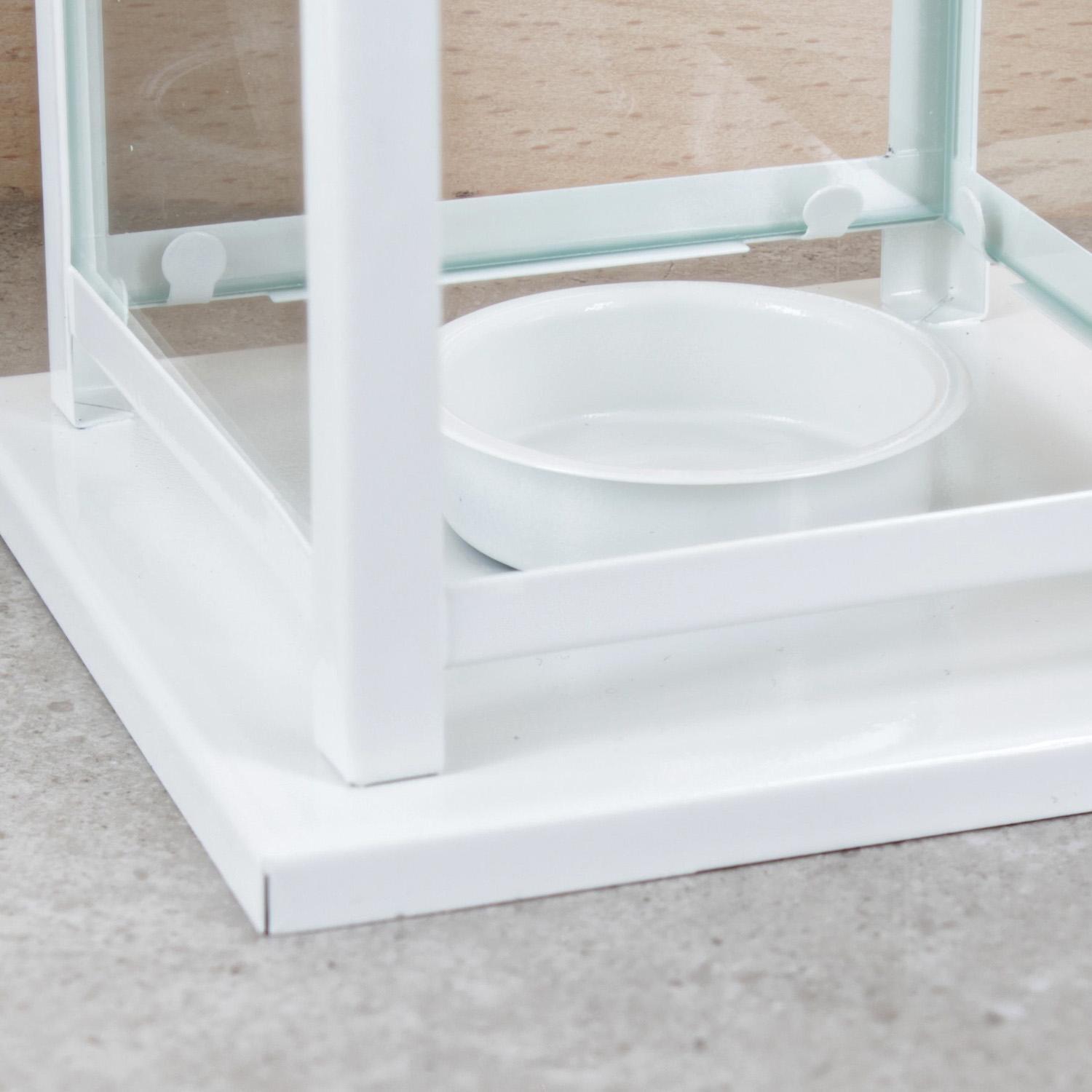 Grablaterne klein mit Gravur in Weiß - personalisierte Grablampe für Teelichter