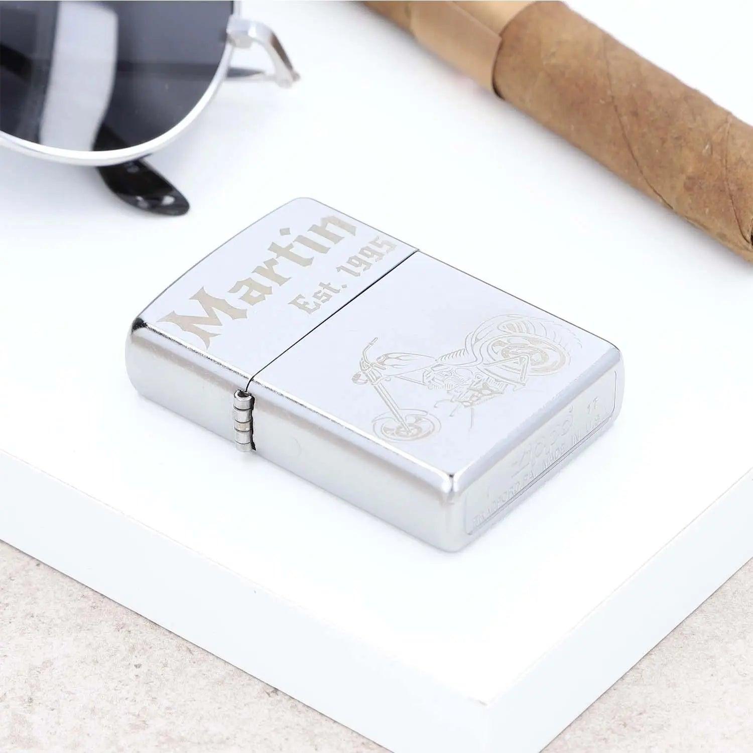 Zippo Street Chrome mit Gravur - originales windfestes Benzinfeuerzeug