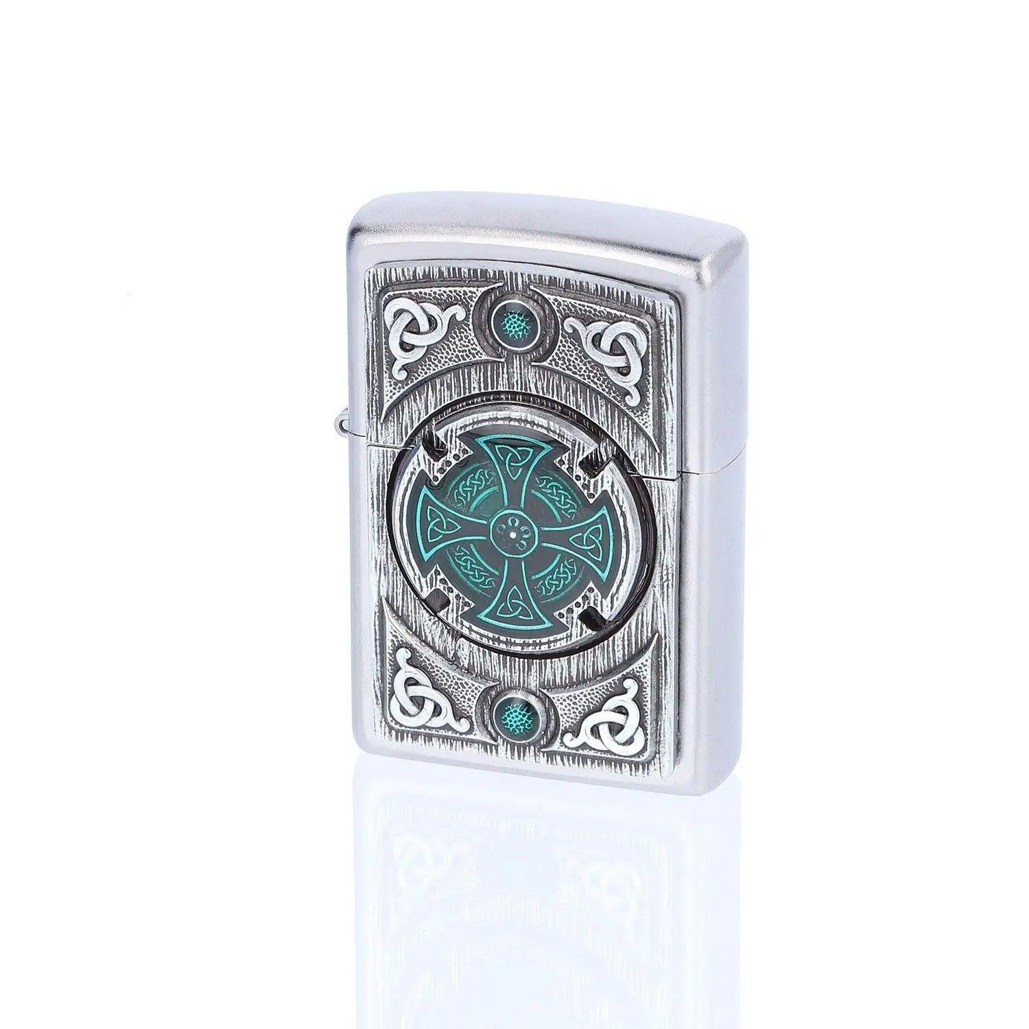 Premium Zippo Celtic Green Cross mit Gravur - originales Benzinfeuerzeug