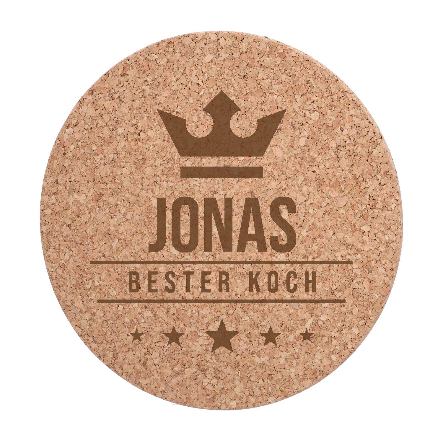 Kork Untersetzer groß und rund mit Gravur - Topfuntersetzer personalisiert