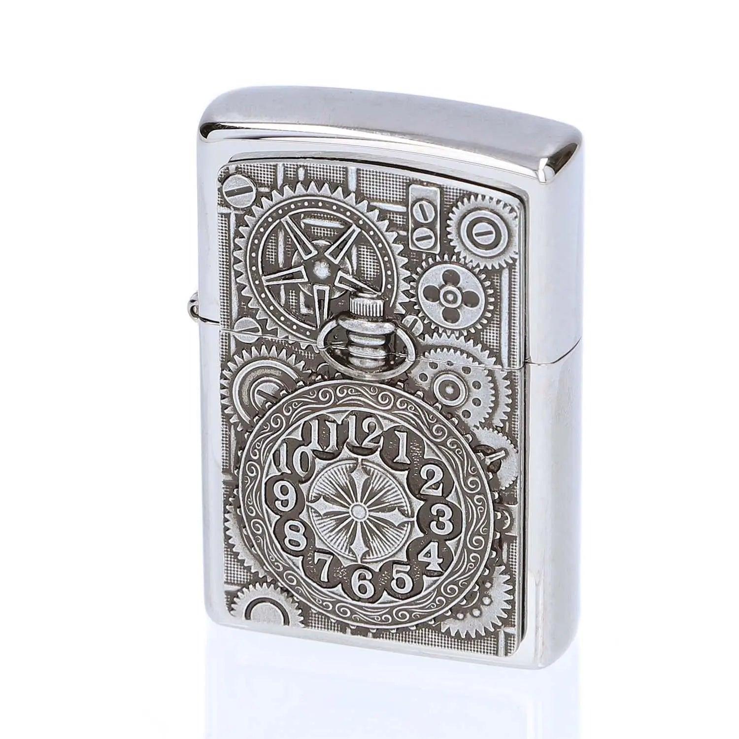 Premium Zippo Taschenuhr mit Gravur - originales Benzinfeuerzeug im Vintage-Look