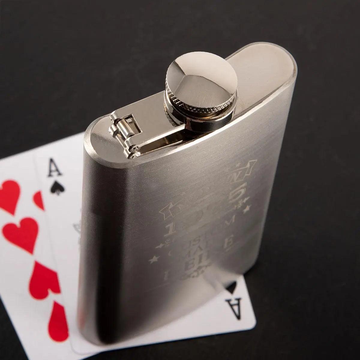 Slim Flachmann mit Gravur 150 ml aus Edelstahl - personalisiertes Geschenk für unterwegs