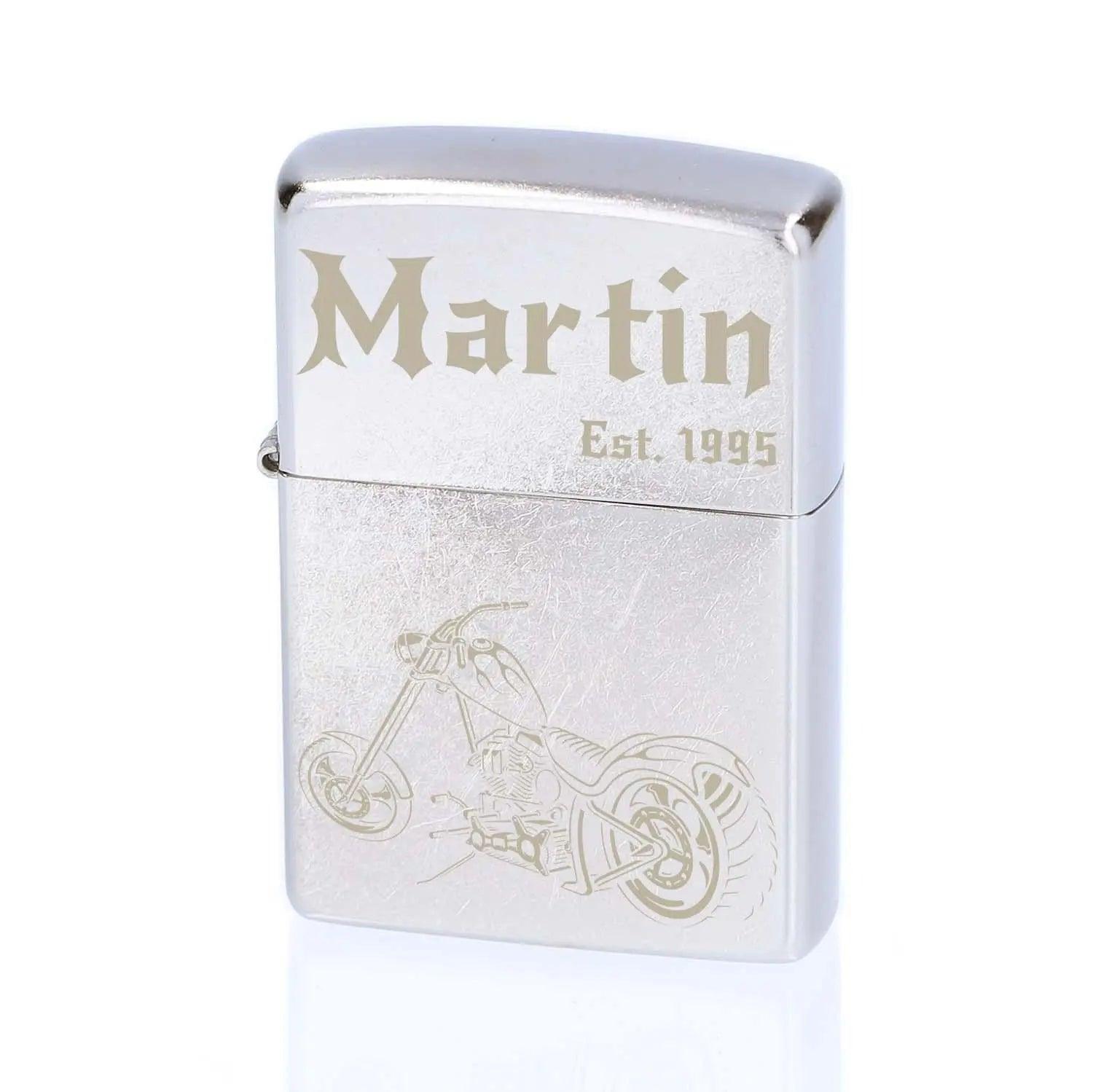 Zippo Street Chrome mit Gravur - originales windfestes Benzinfeuerzeug
