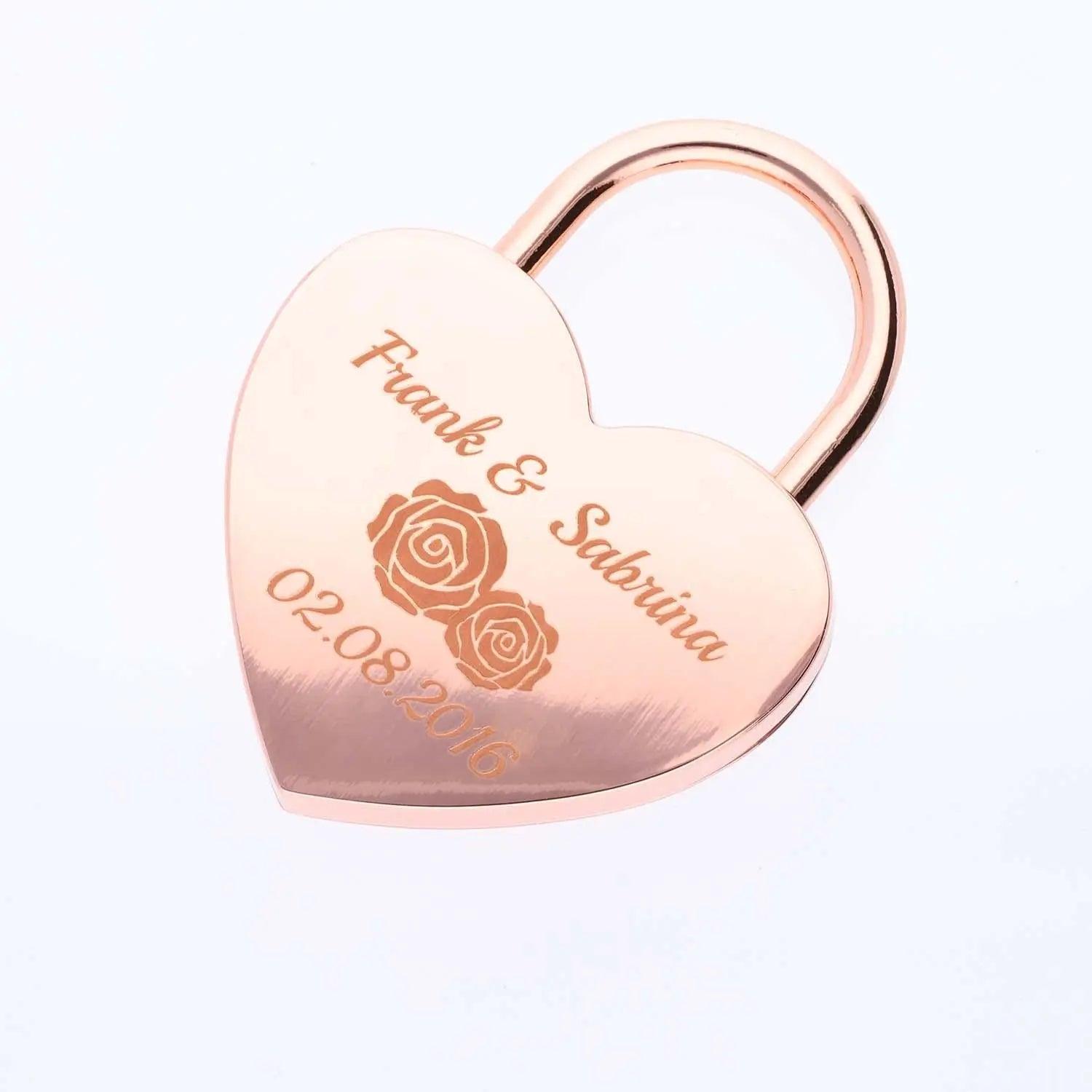 Liebesschloss Herzform Roségold mit Gravur