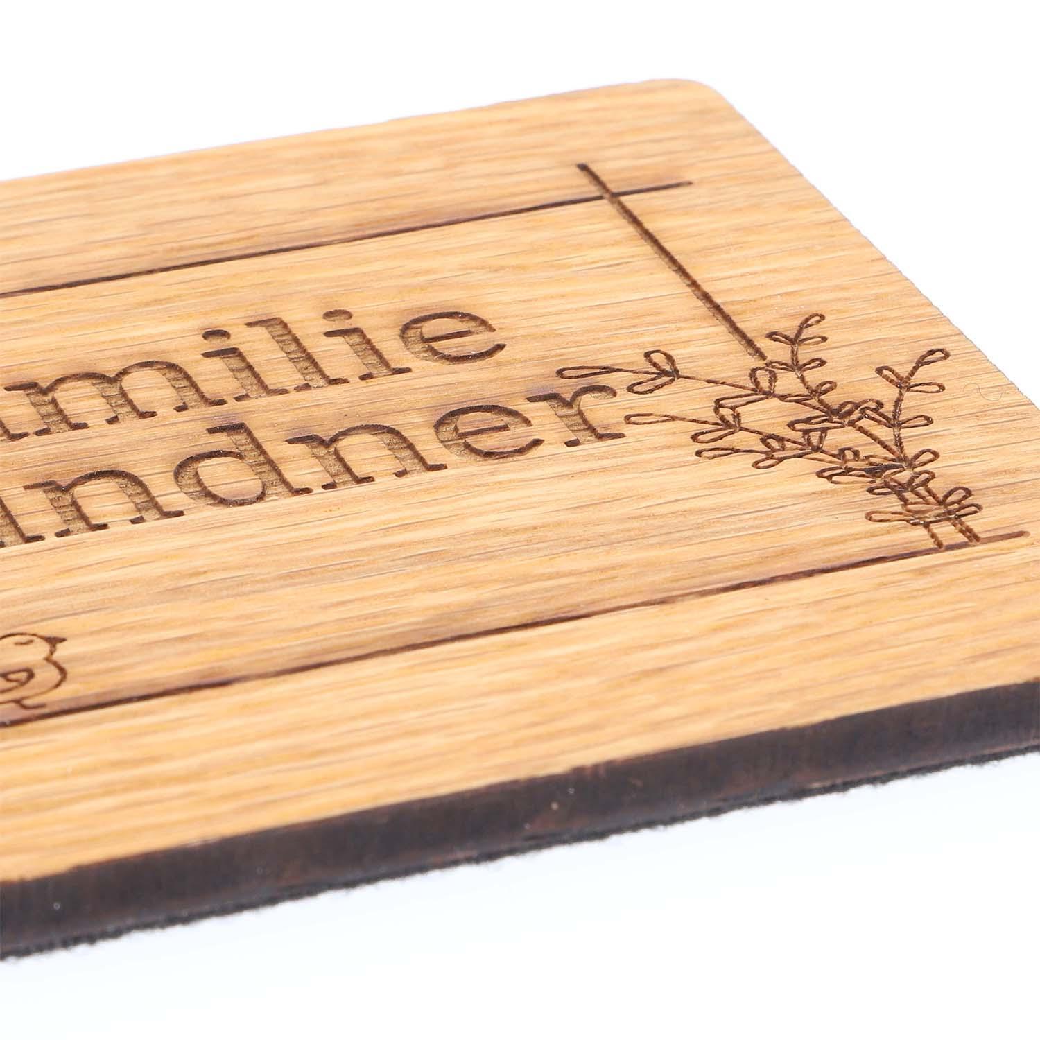Holz Untersetzer-Set aus Eiche mit Gravur - 4-teilig personalisiert