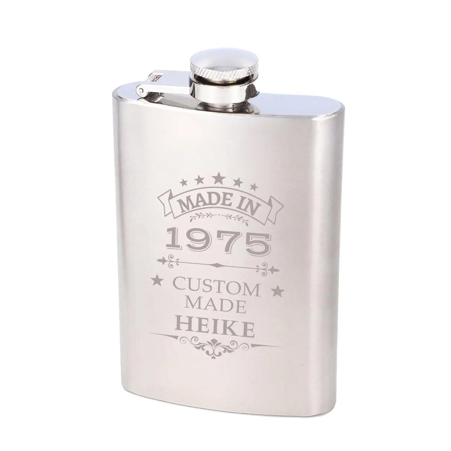 Slim Flachmann mit Gravur 150 ml aus Edelstahl - personalisiertes Geschenk für unterwegs