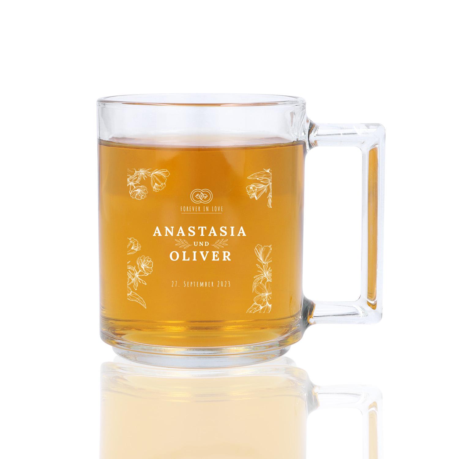 Glastasse "Sunlight" mit Gravur - personalisiert