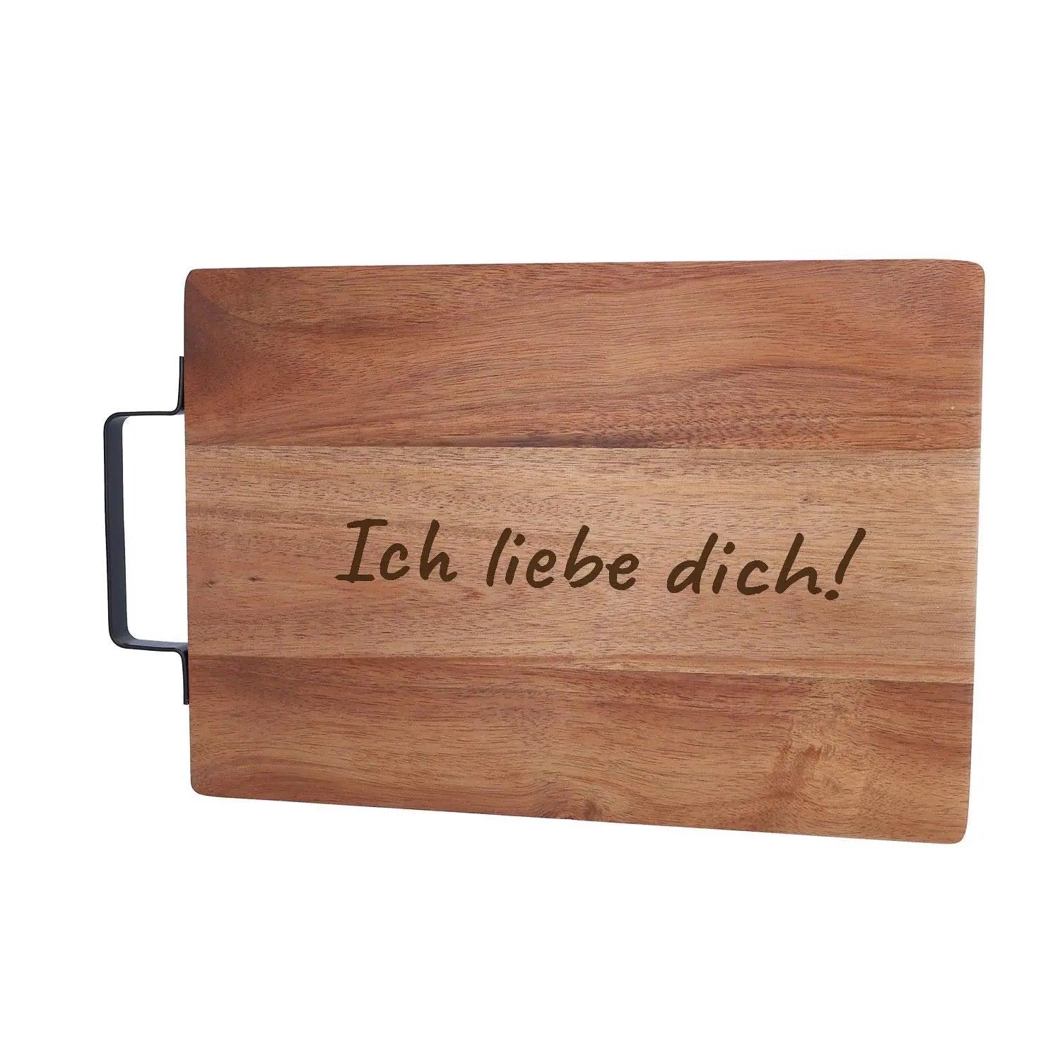 Schneidebrett mit Griff und Gravur aus Akazie "Medium"