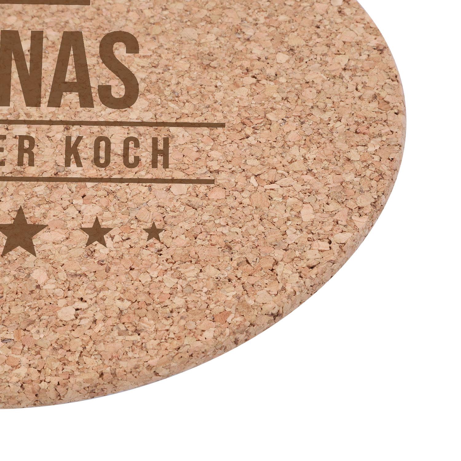 Kork Untersetzer groß und rund mit Gravur - Topfuntersetzer personalisiert