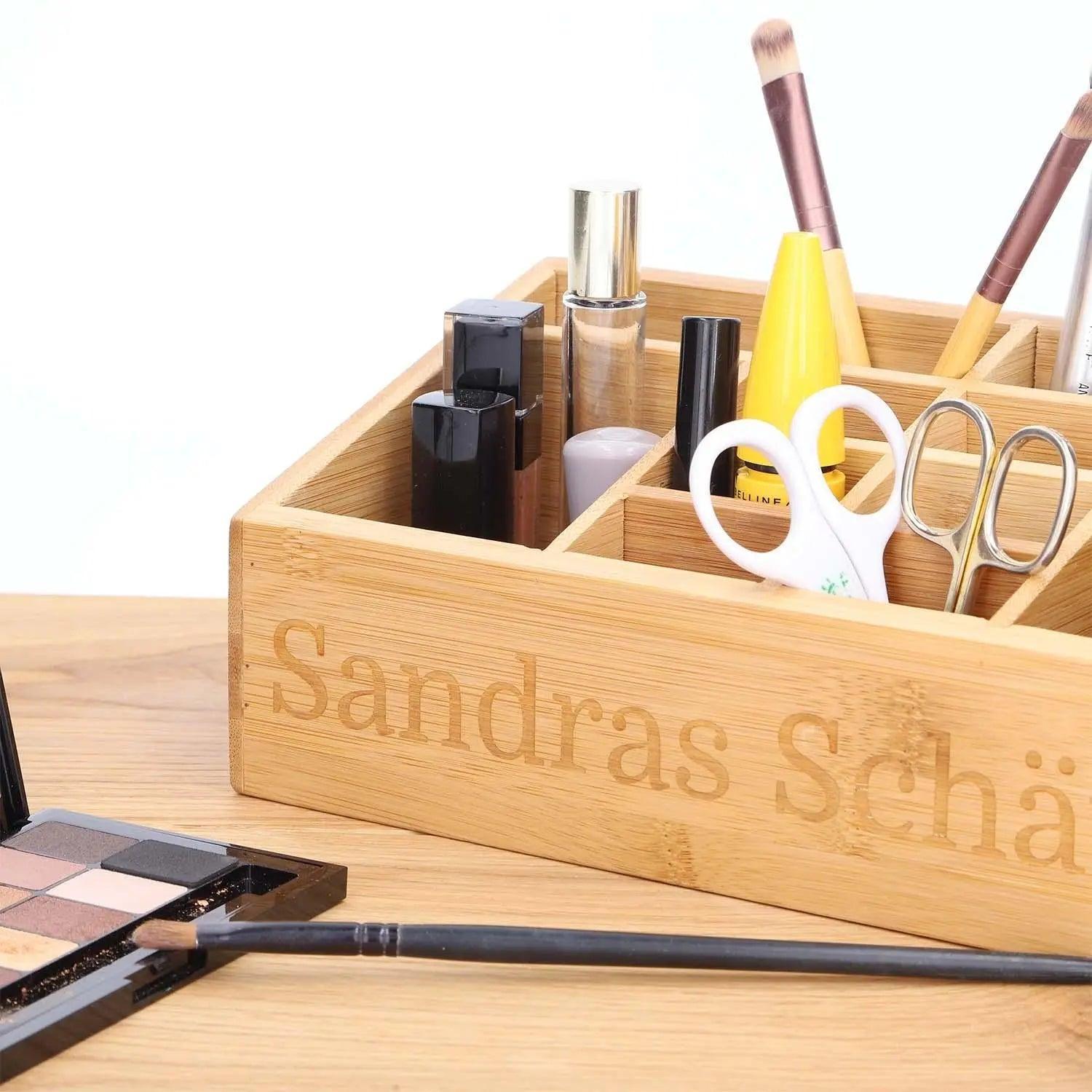 Organizer aus Bambus mit Gravur - Schreibtisch-Organizer personalisiert