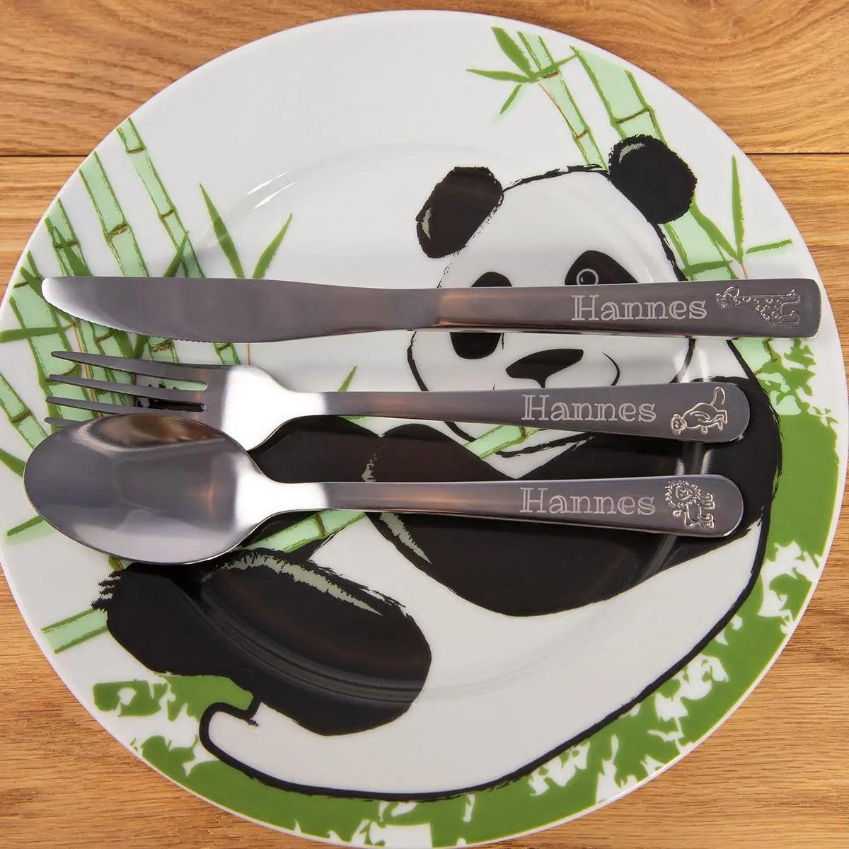Kinderbesteck 3-teilig mit Gravur Motiv "Zoo"