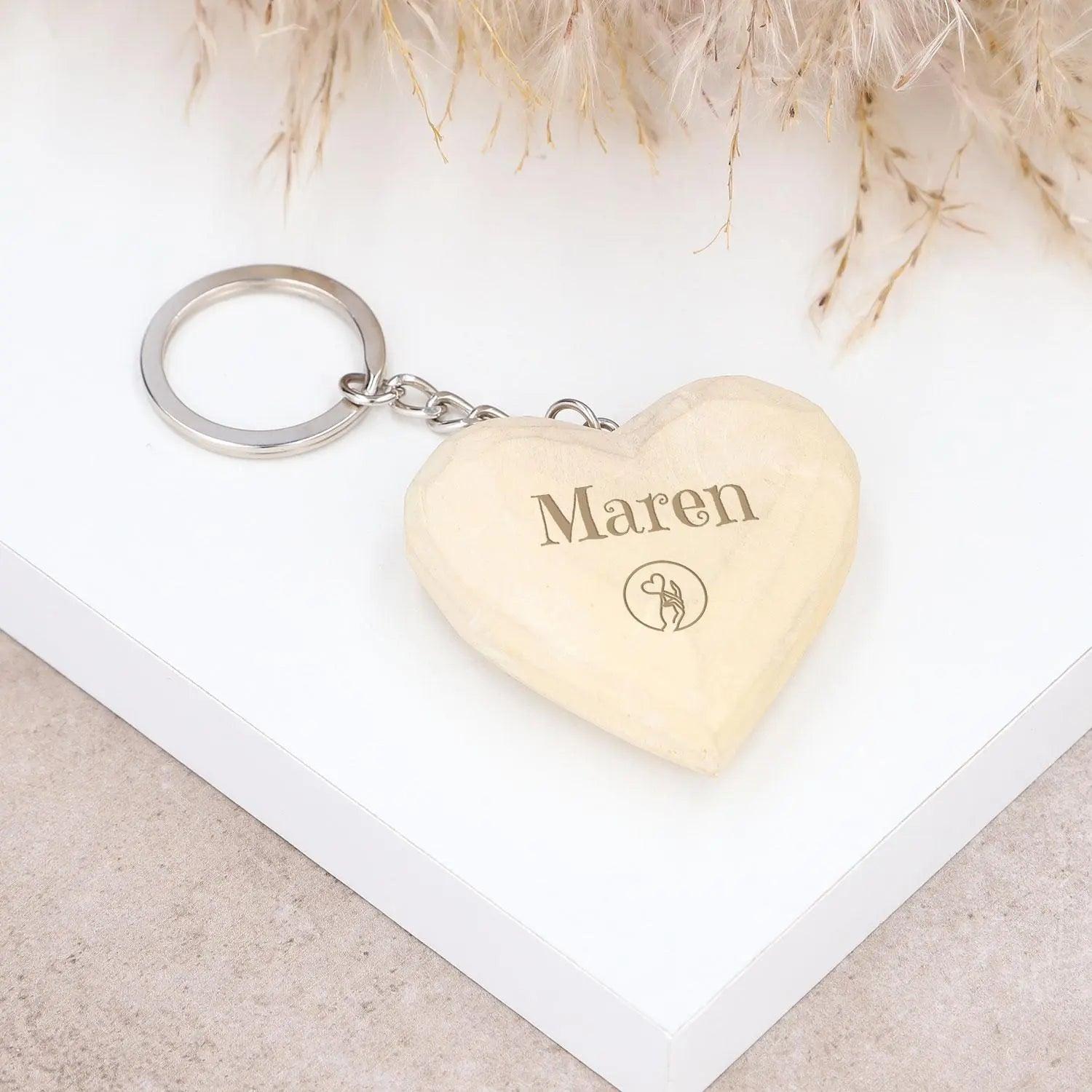 Schlüsselanhänger Holz-Herz aus Linde mit Gravur - personalisiert