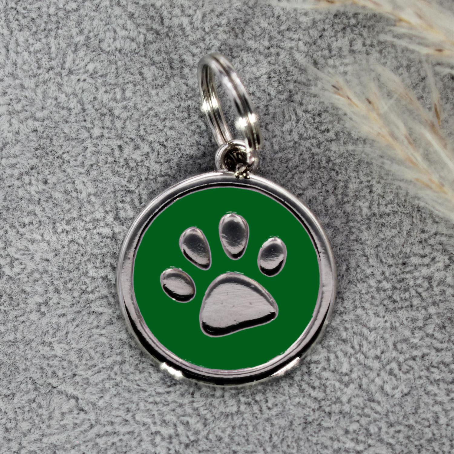 Hundemarke rund mit Gravur in Grün - personalisierte Tiermarke