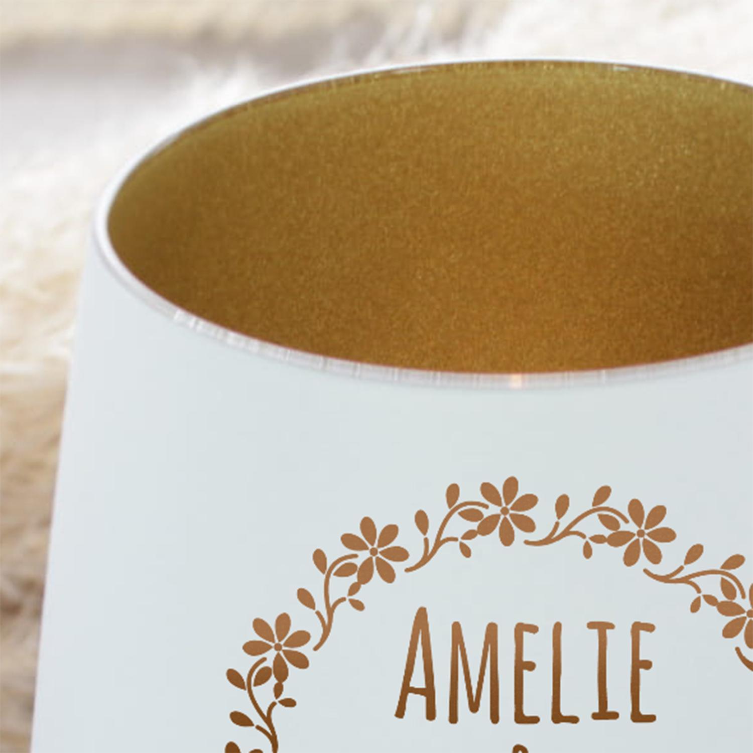 Windlicht mit Gravur Weiß-Gold - personalisiertes Teelichtglas
