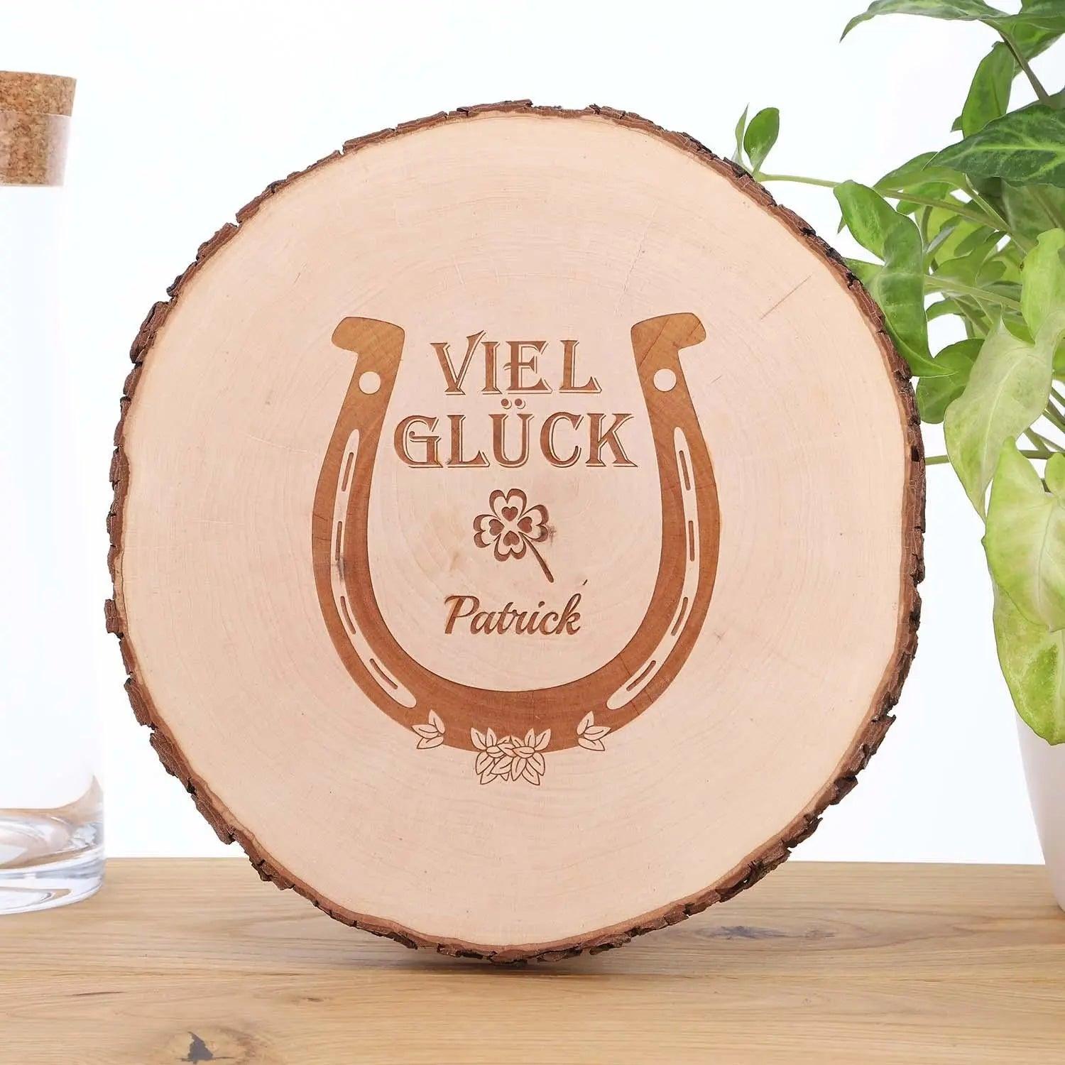 Baumscheibe Erle „Deluxe“ mit Gravur (Ø 21–24 cm)