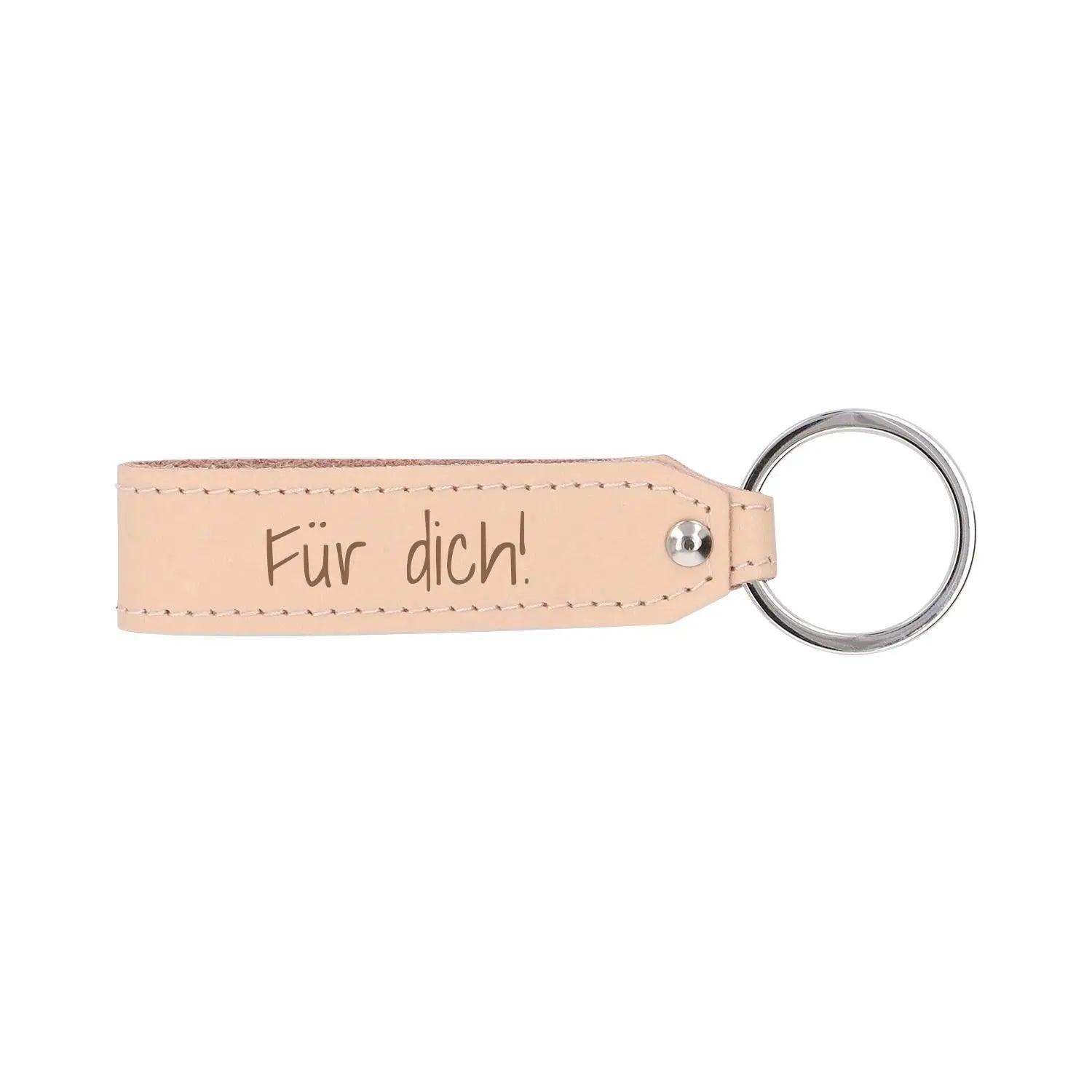 Schlüsselanhänger aus Leder mit Gravur "Creme" - personalisiert