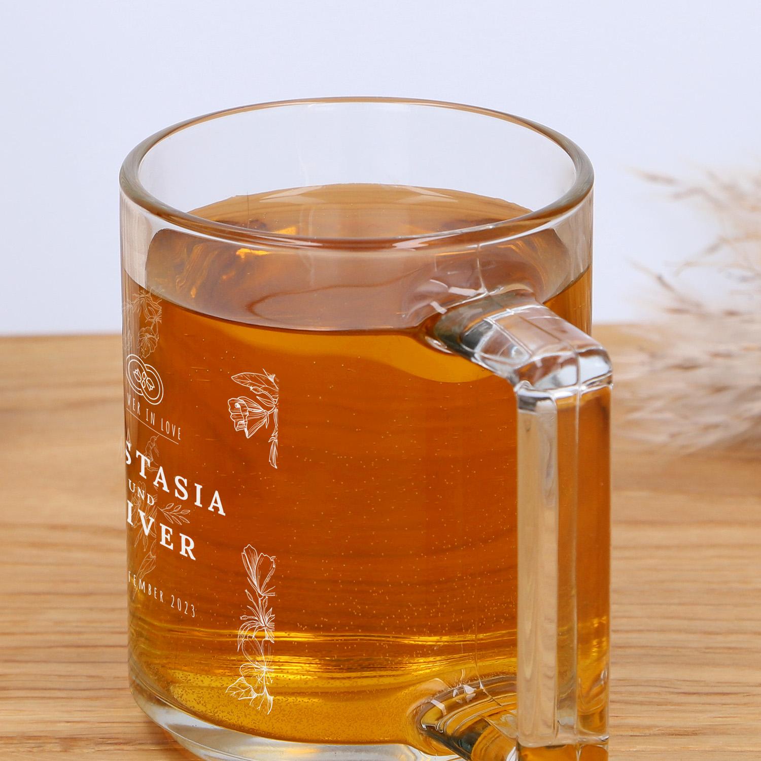 Glastasse "Sunlight" mit Gravur - personalisiert