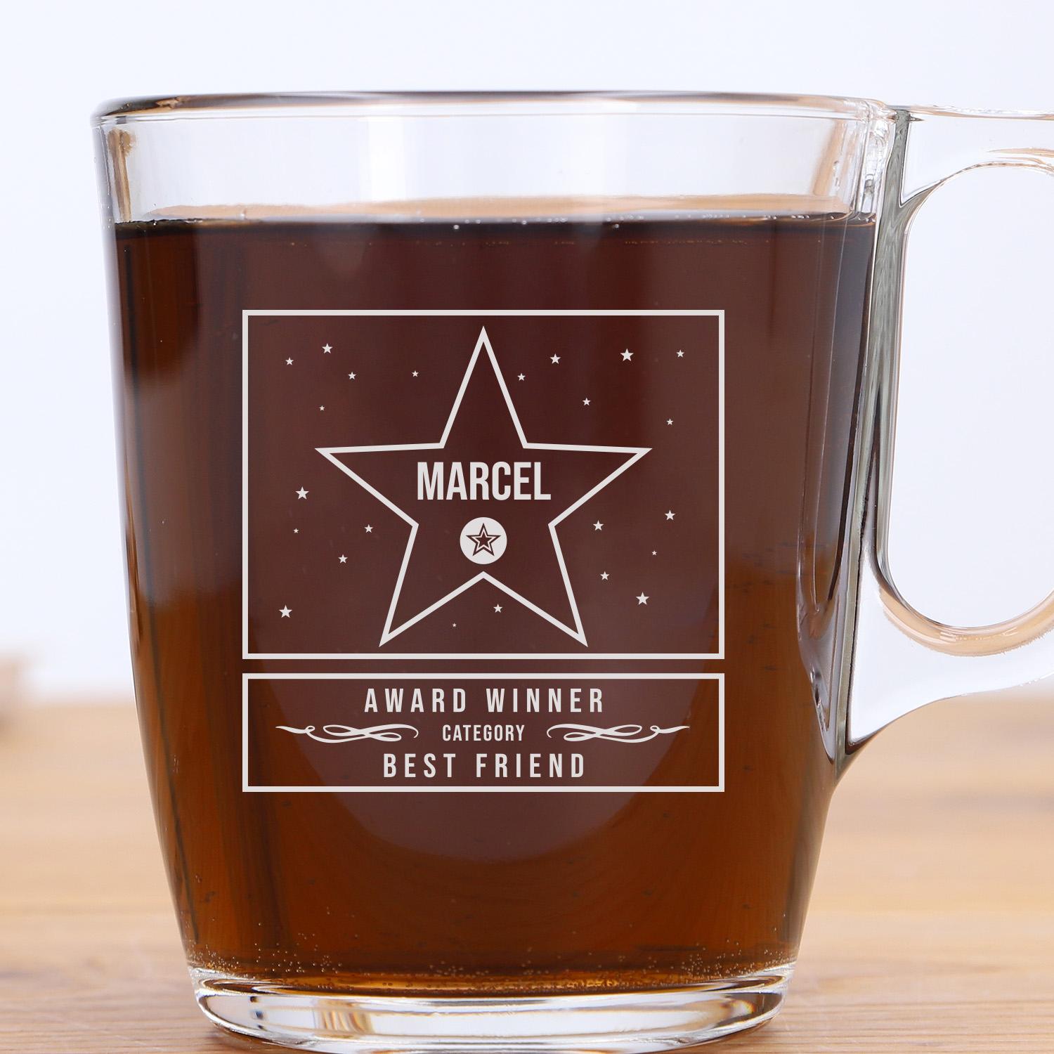 Glastasse "New Day" mit Gravur - personalisiert