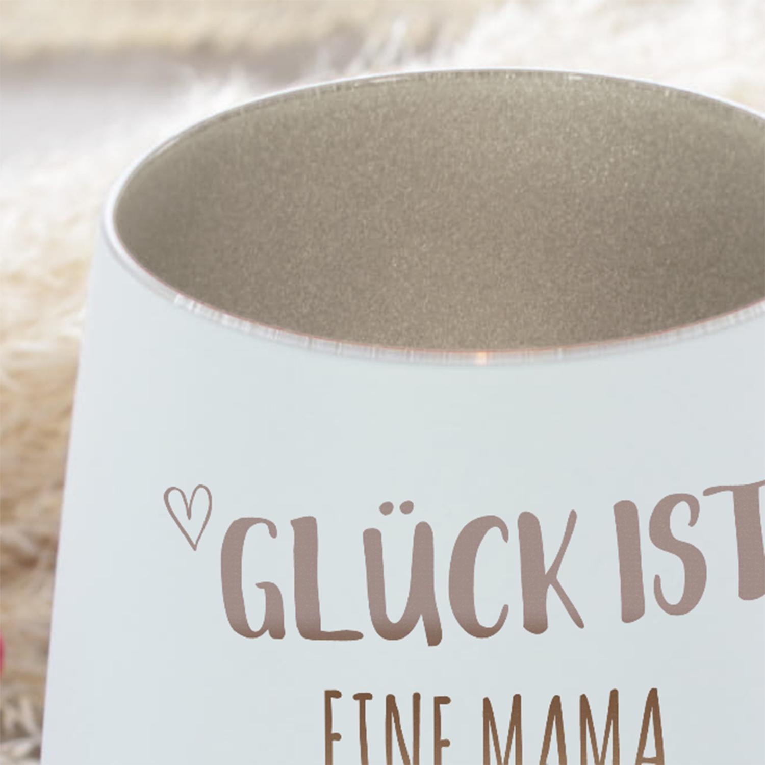 Windlicht mit Gravur Weiß-Silber - personalisiertes Teelichtglas