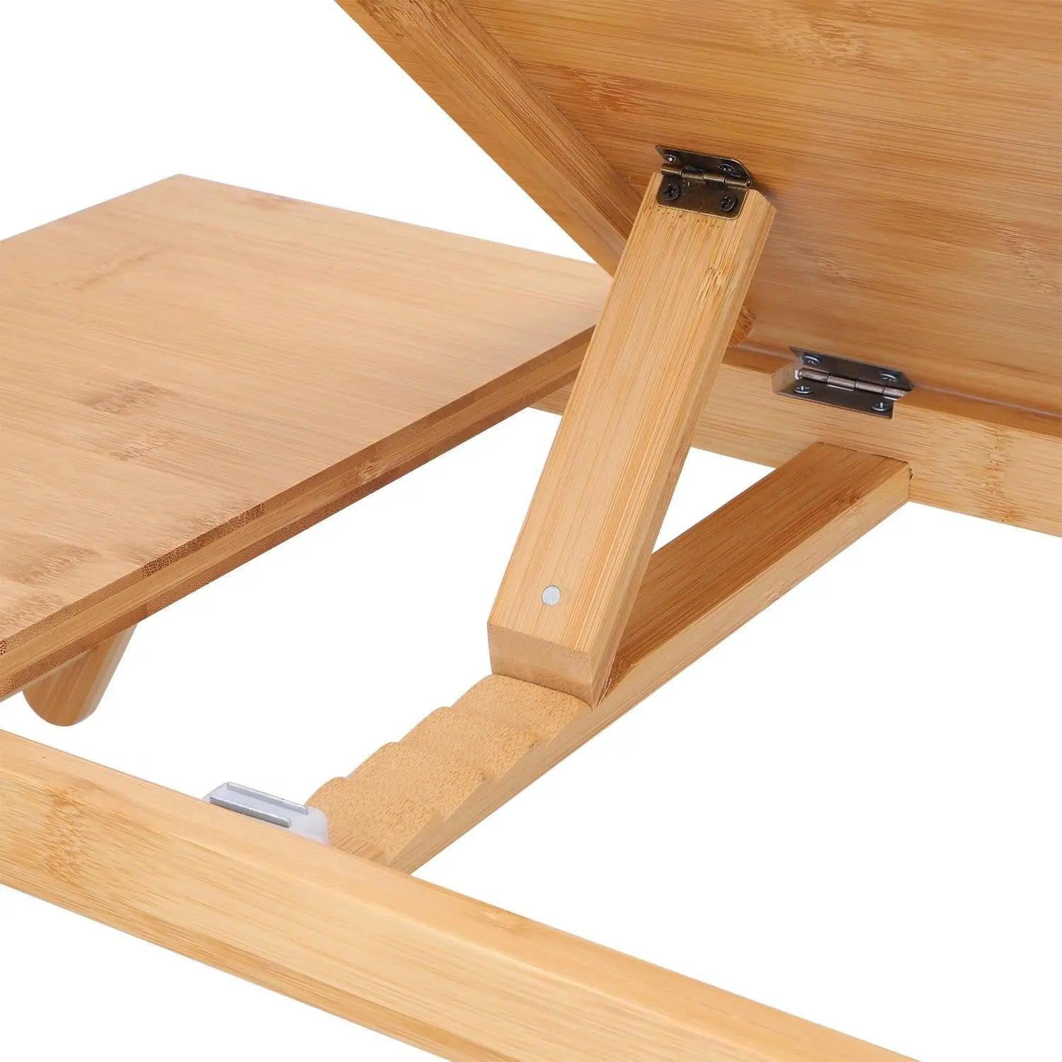 Betttablett mit Leseklappe und Gravur aus Bambus