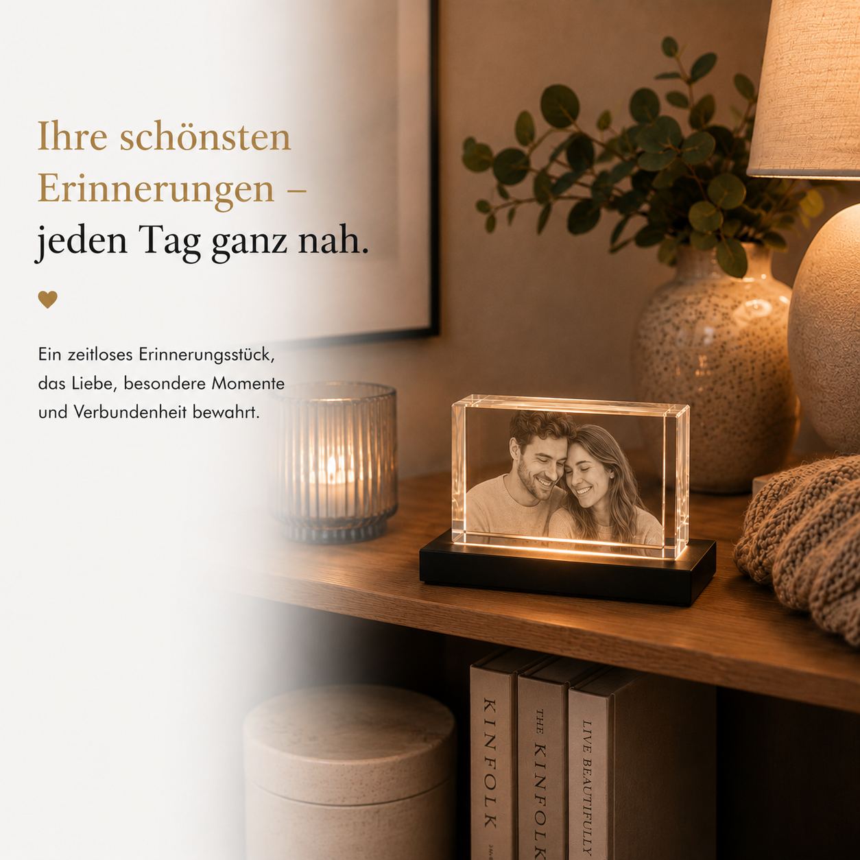 3D Glasfoto Quader Querformat - Größe: 60 x 40 x 40 mm - für 1 Person oder Tier